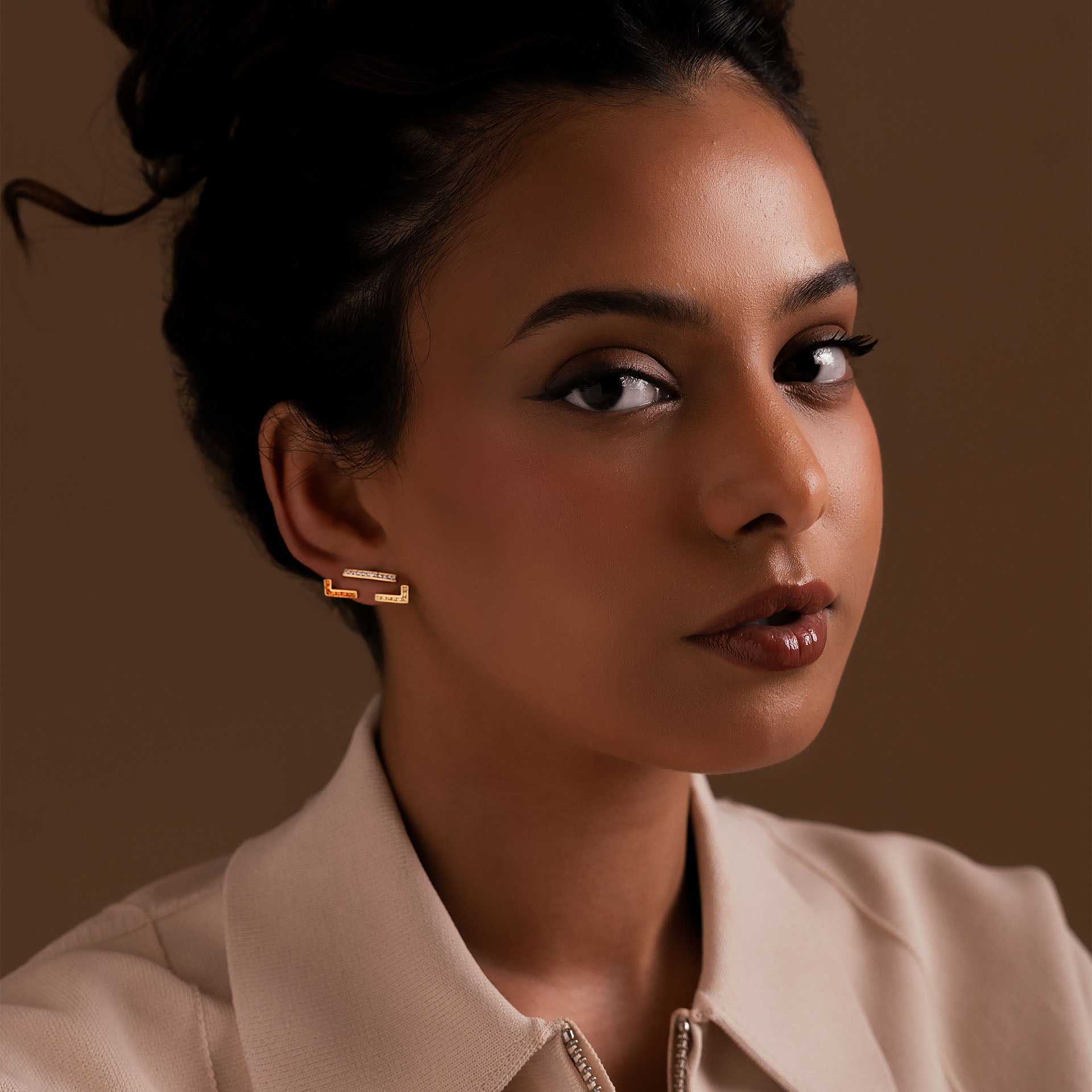 Gold Plated Frame Earrings By L'rosha