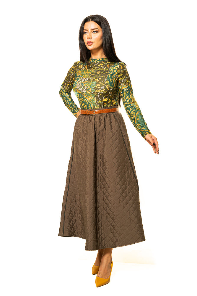 Multicolor Floral Two-Piece Set of Blouse and Midi Skirt by The Embroidered Corner