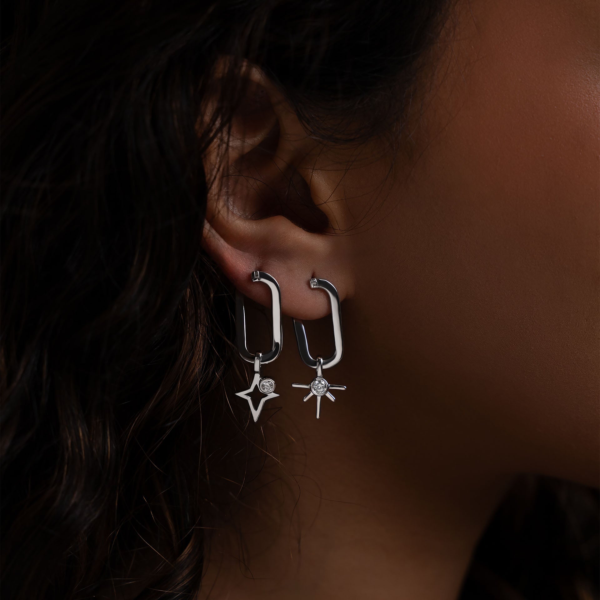 Silver Rhodium Star Earrings By L'rosha