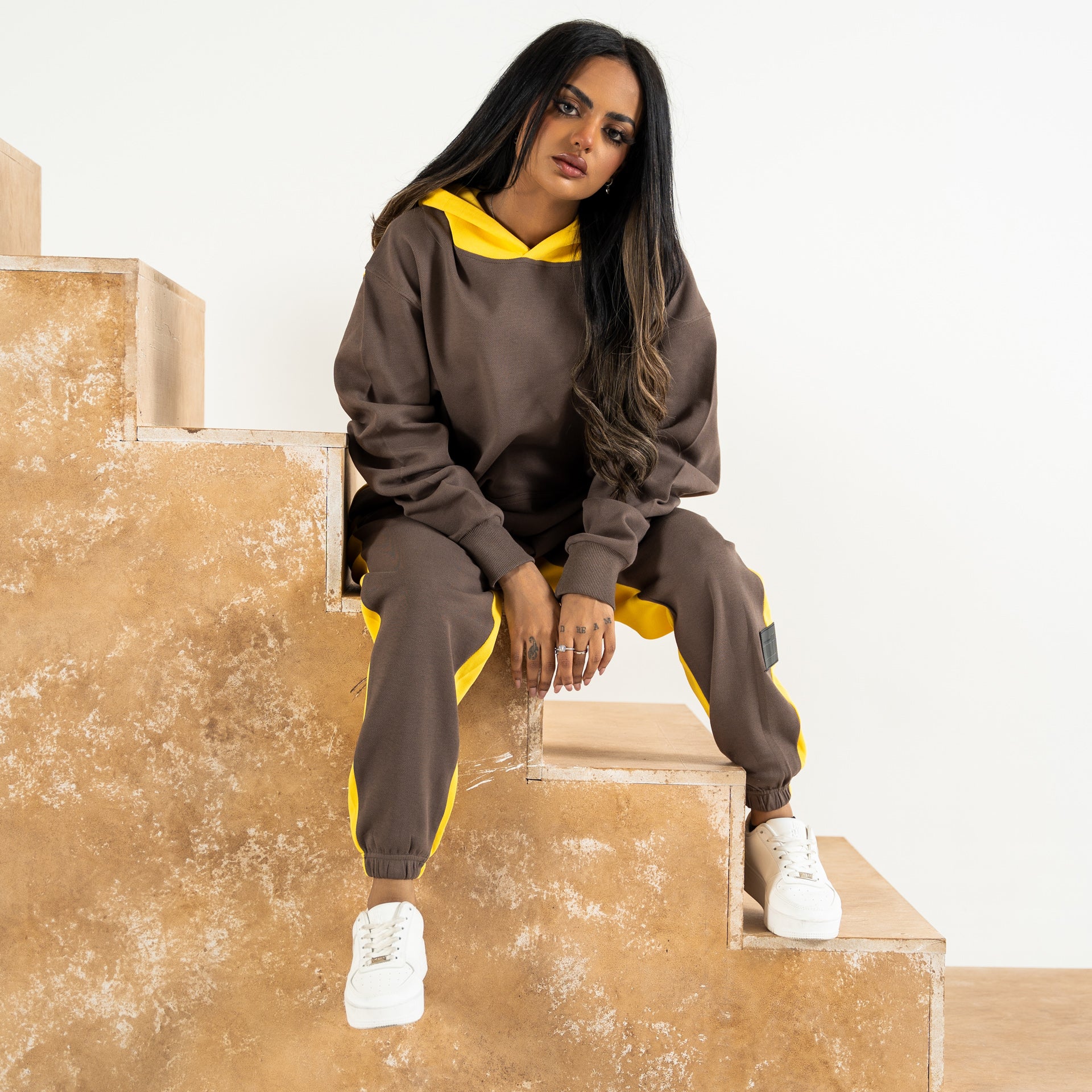 Grey & Yellow Tracksuit From Triple Four