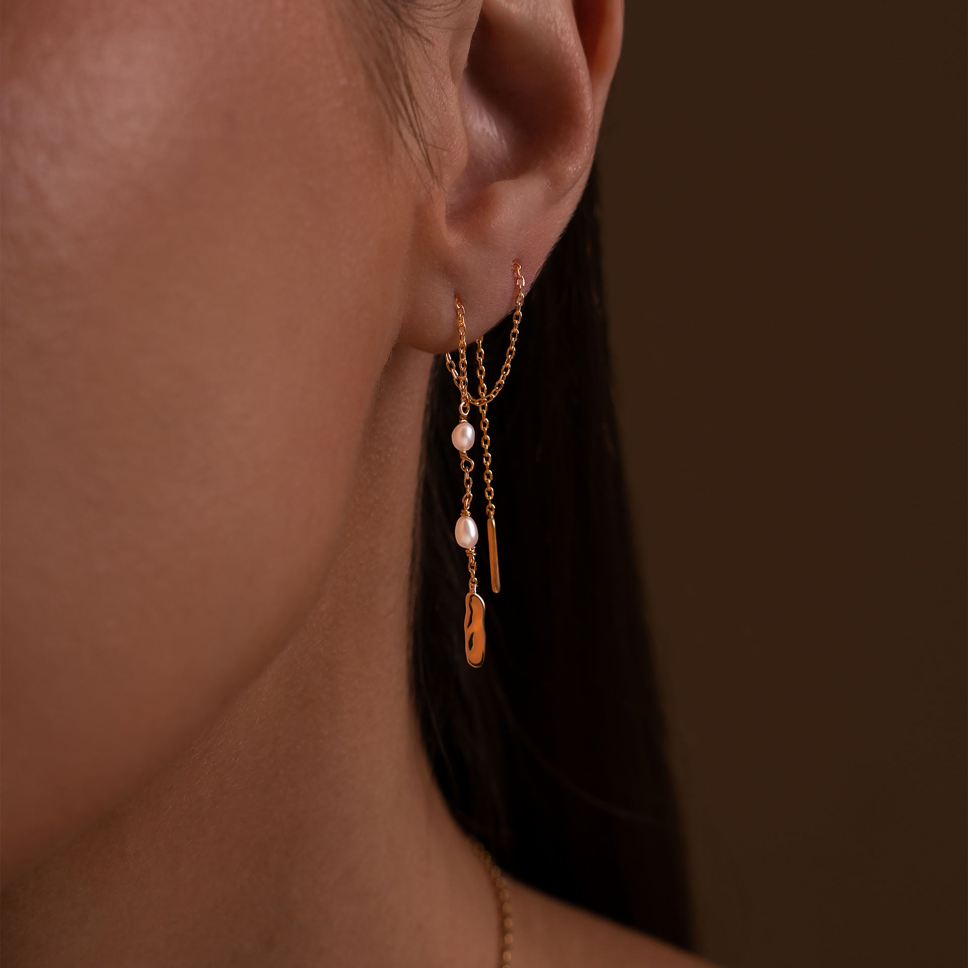 Gold Plated Thread Earrings By L'rosha