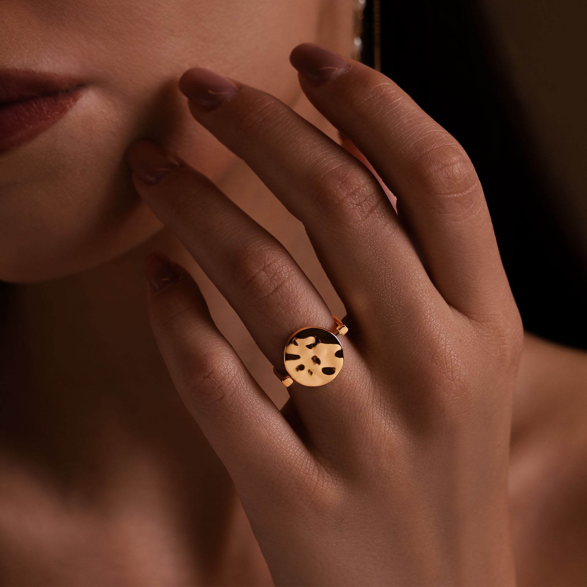 Gold Plated Moon Ring By L'rosha