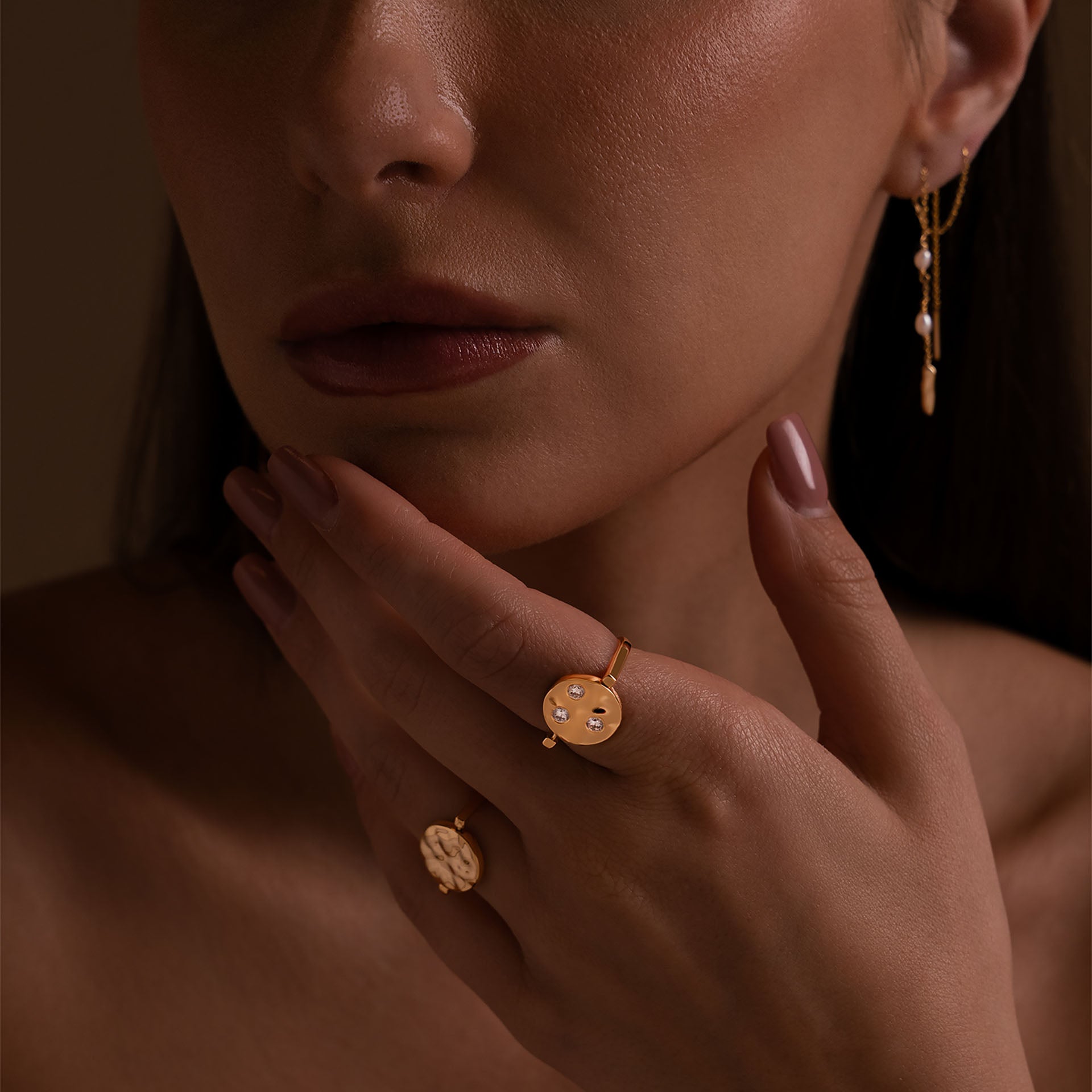 Gold Plated Moon Ring By L'rosha