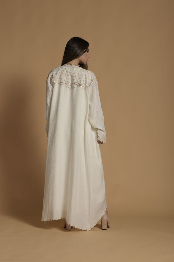 Off-White Parisa Bisht with Jalabiya From Amore Mio By Hitu