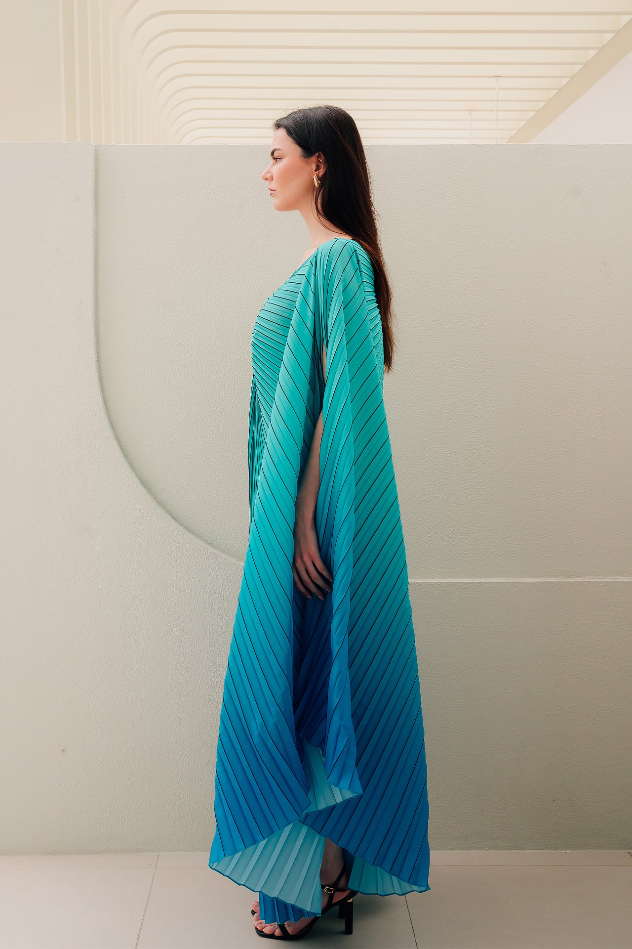 Pleated Turquoise Roller Dress by Canava
