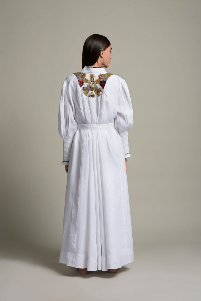 White Daima Embellished Abaya & Inner Cotton Dress From Amore Mio By Hitu