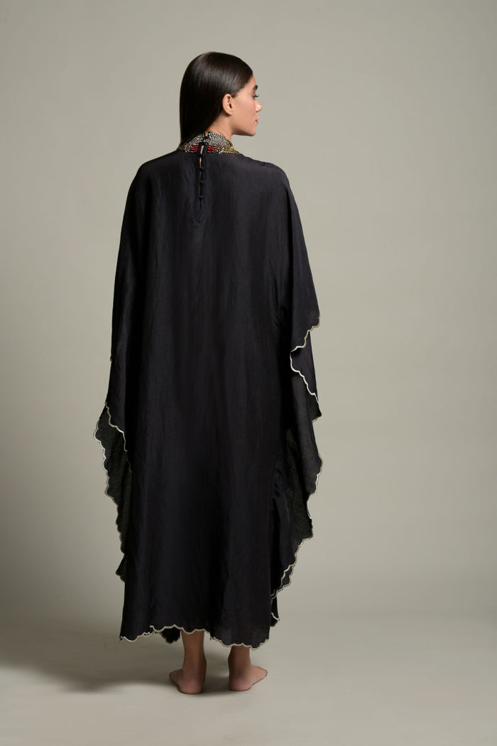 Black Mehram Embellished Jalabiya with Inner Cotton Cami From Amore Mio By Hitu