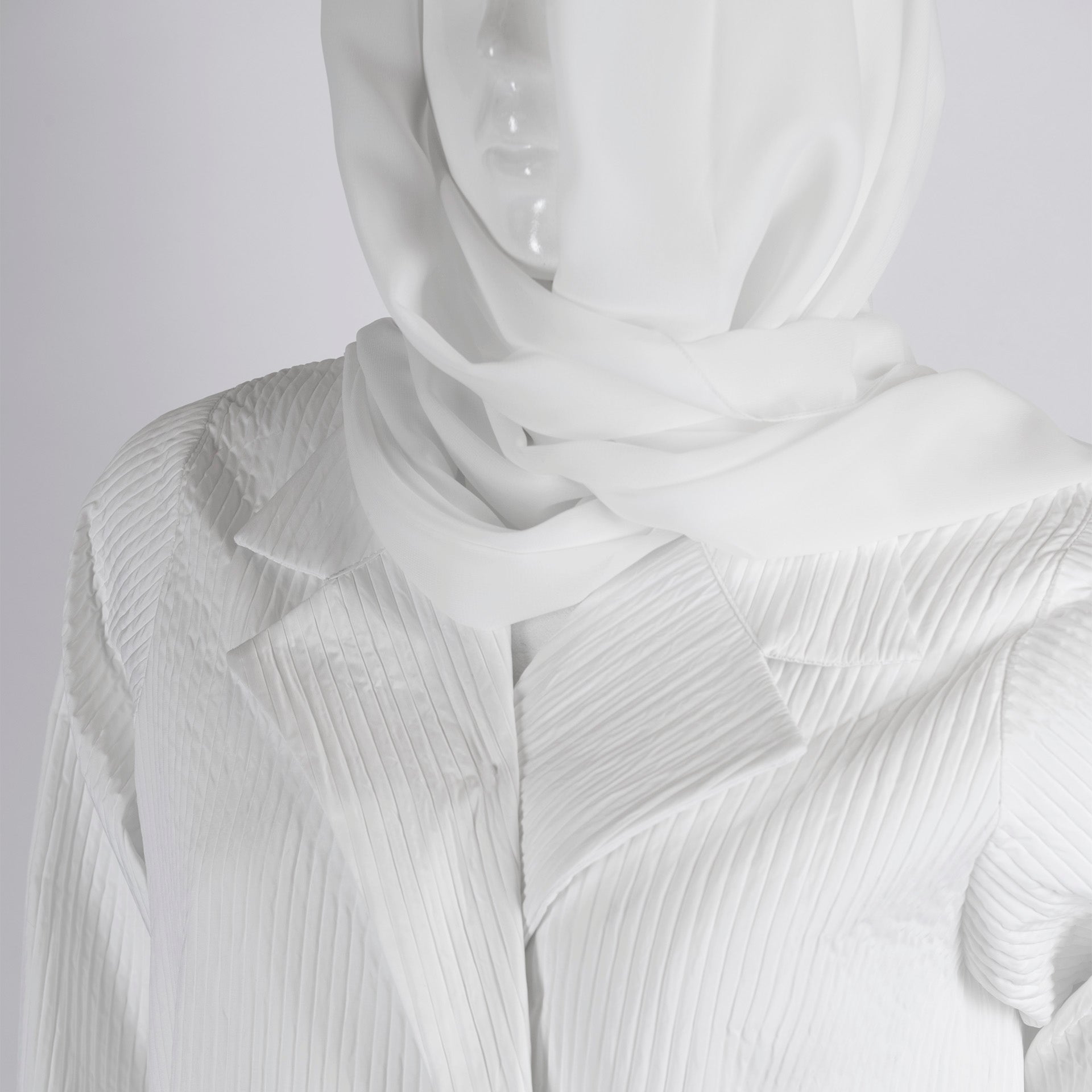 White Formal Striped Taffeta Abaya From Darzah