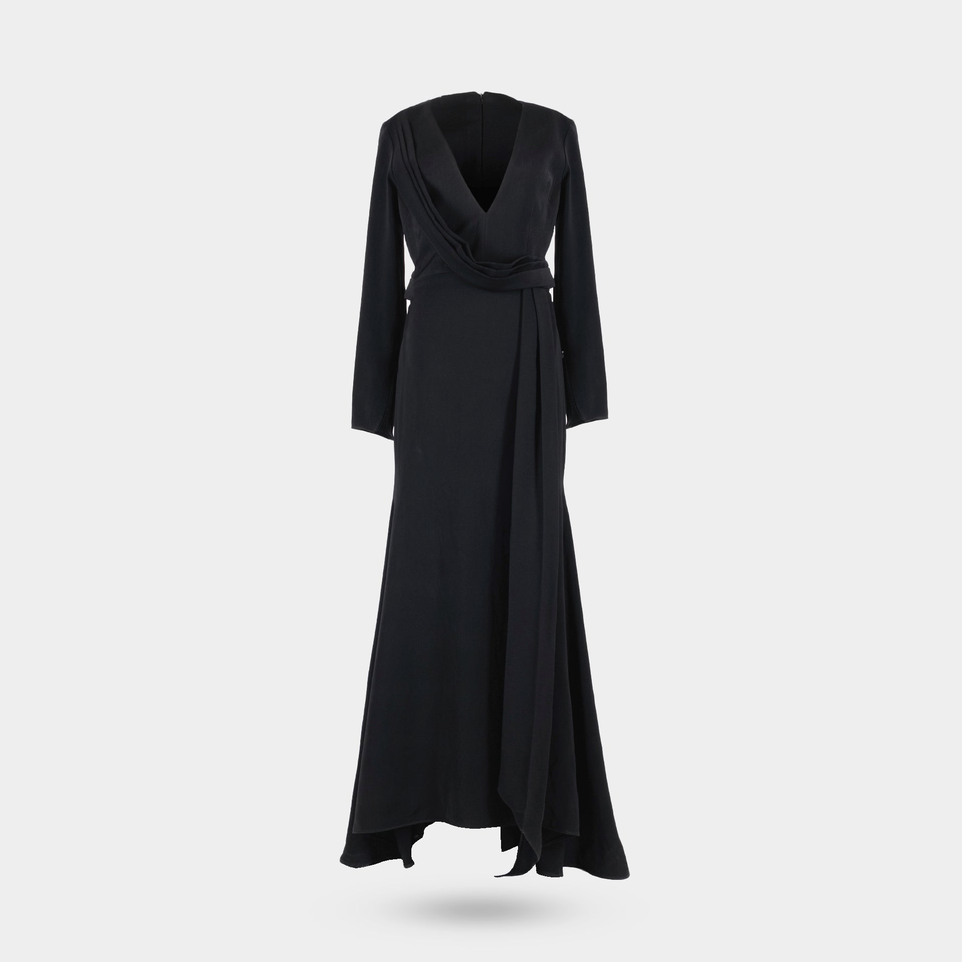 BLACK SATIN CREPE DRESS BY IVORI