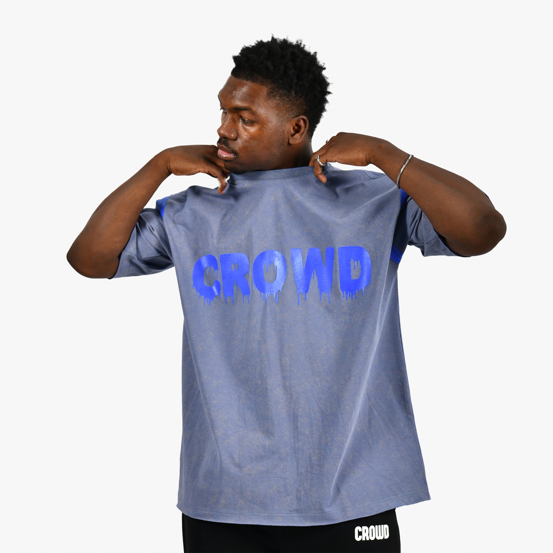 Gray T-shirt With Blue Logo From Crowd