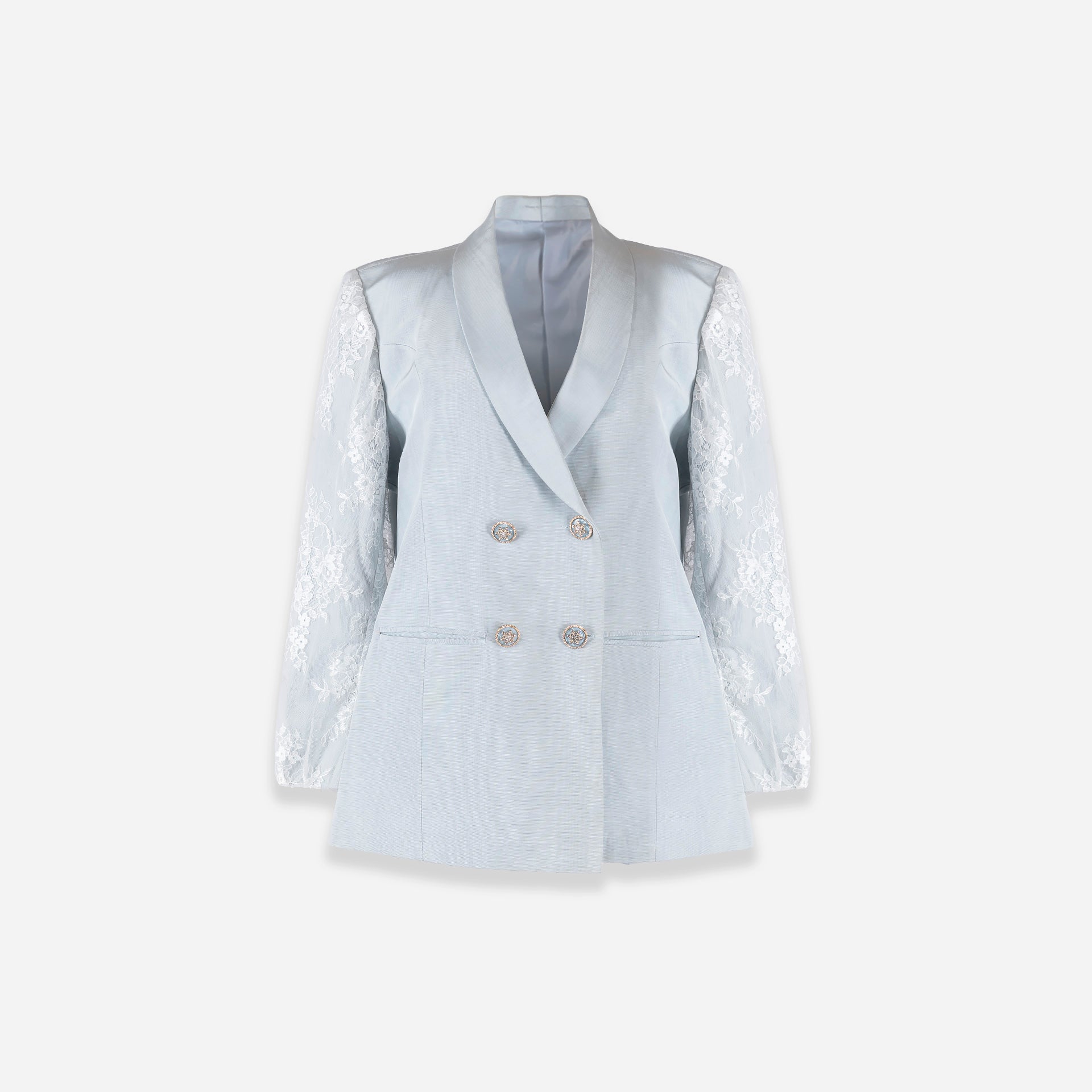 BLUE JACKET WITH DENTELLE ON SLEEVES BY IVORI