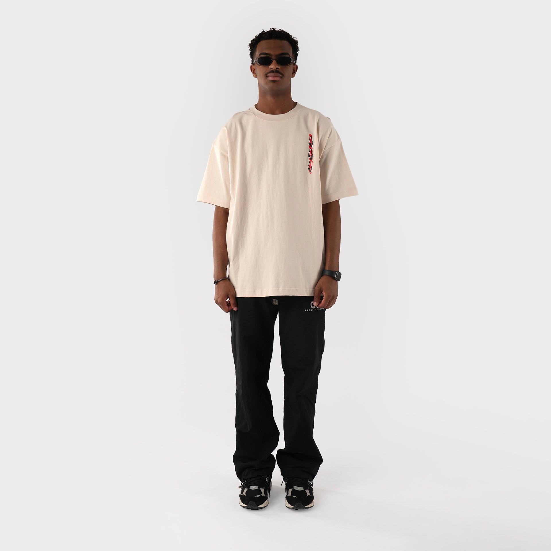 Beige T-shirt With A Print From Triple Four