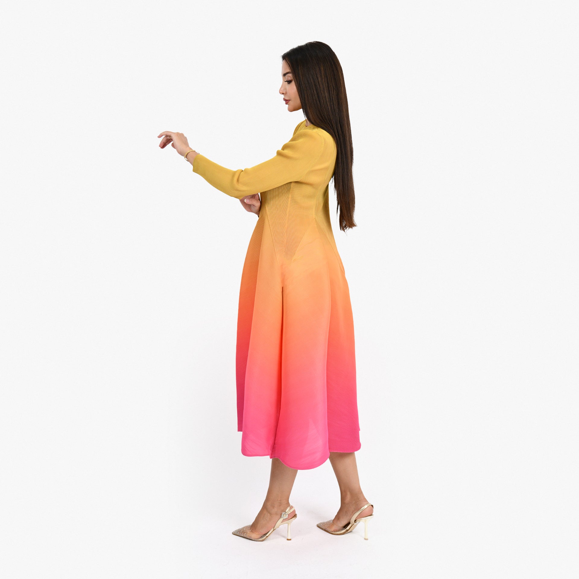 Multicolored Pink and Mustard Dress By WeCre8