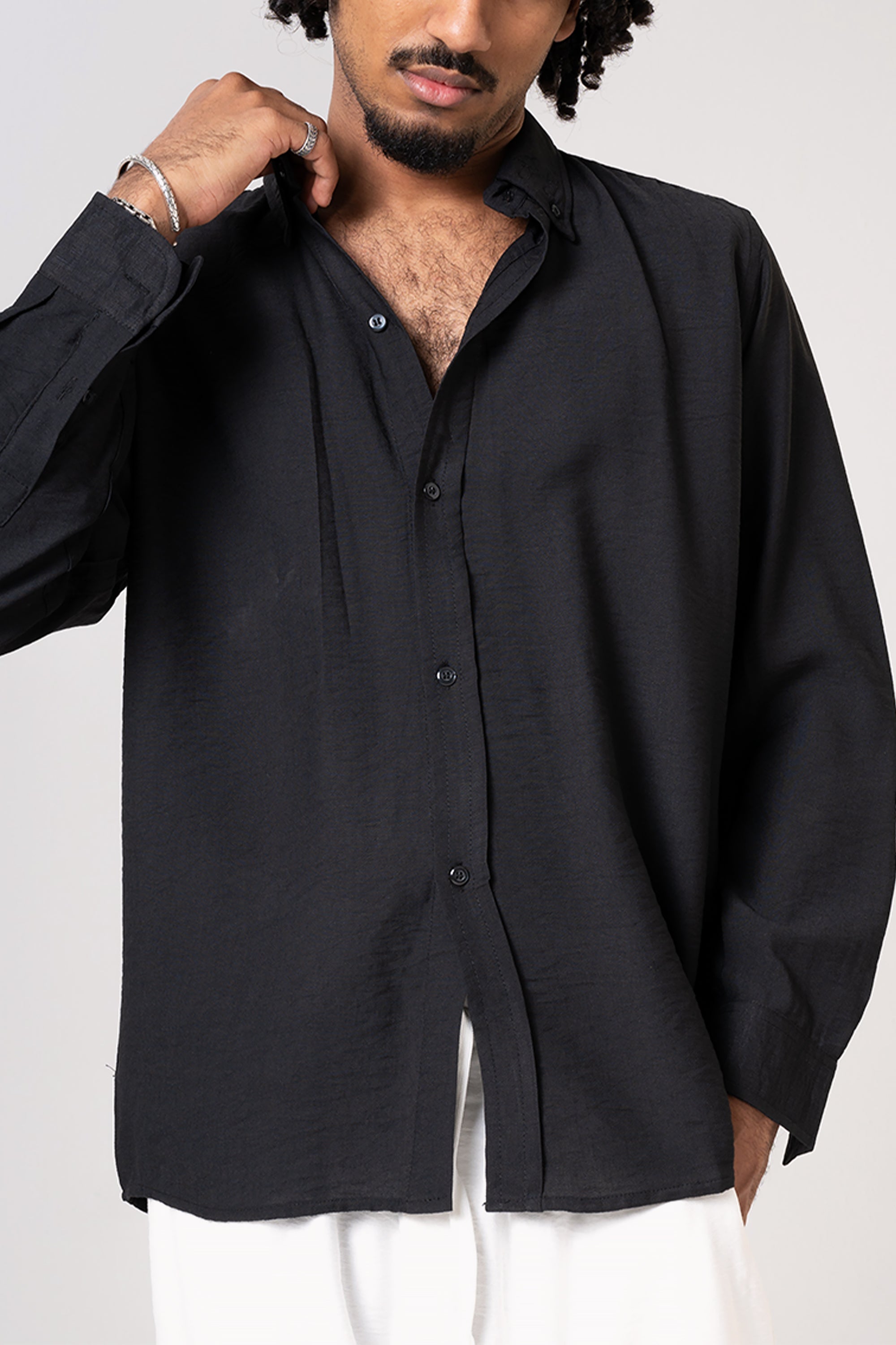 Black Linen Shirt by Seemly