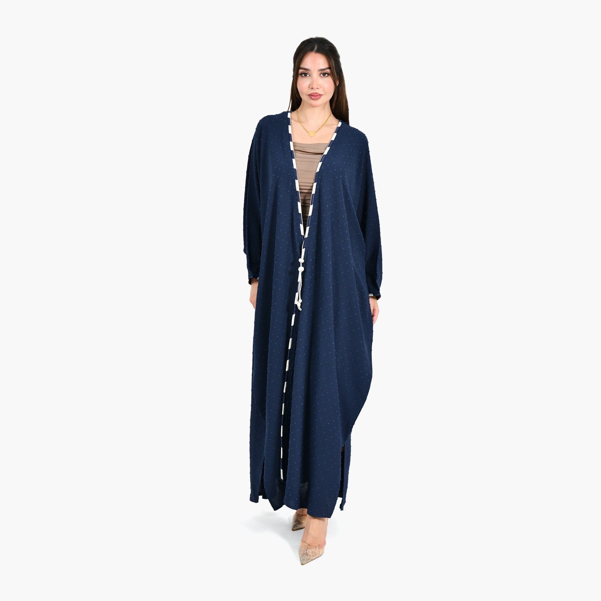 عباية فنية باللون الأزرق الداكن - Bisht Design