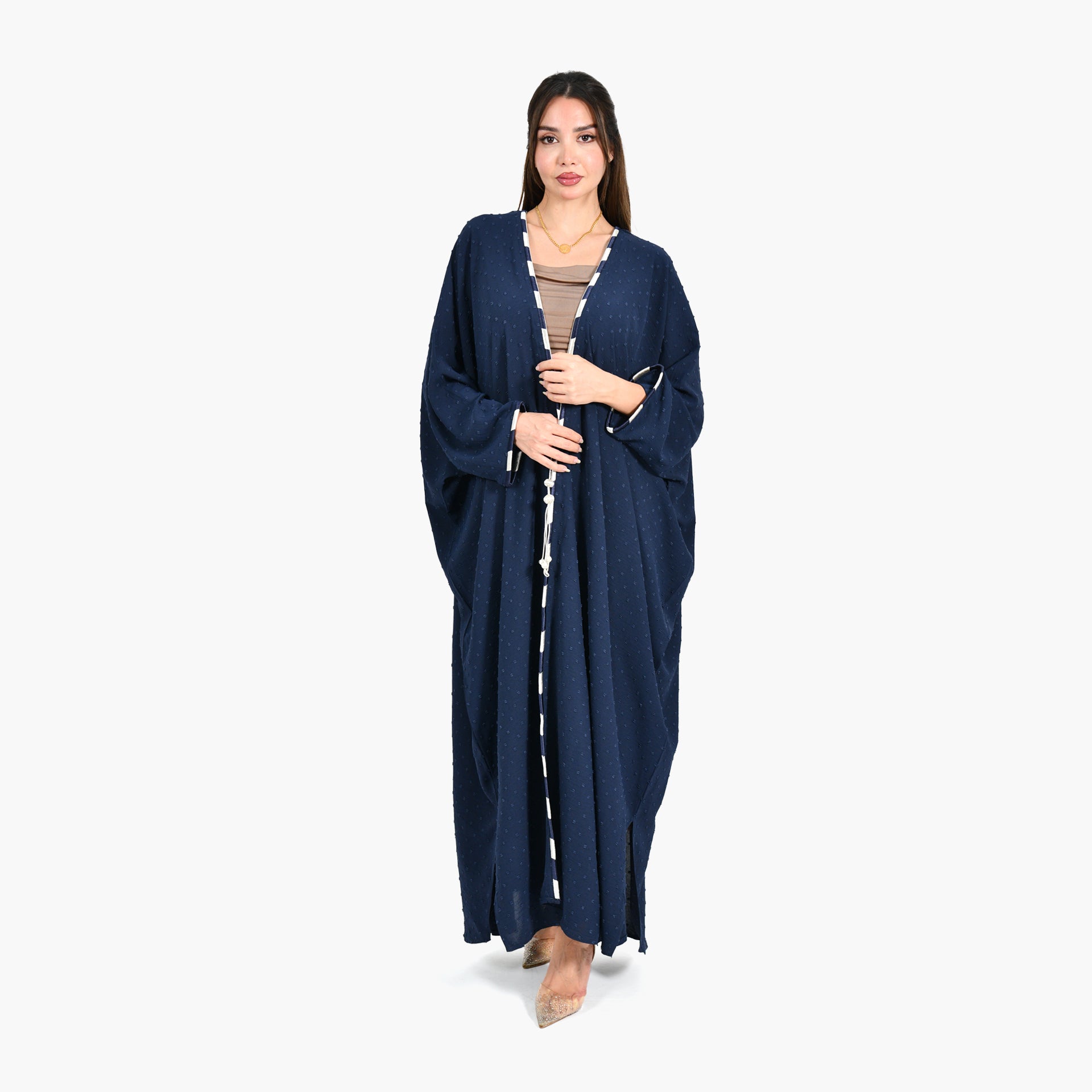 Artistic Navy Blue Abaya - Bisht Design