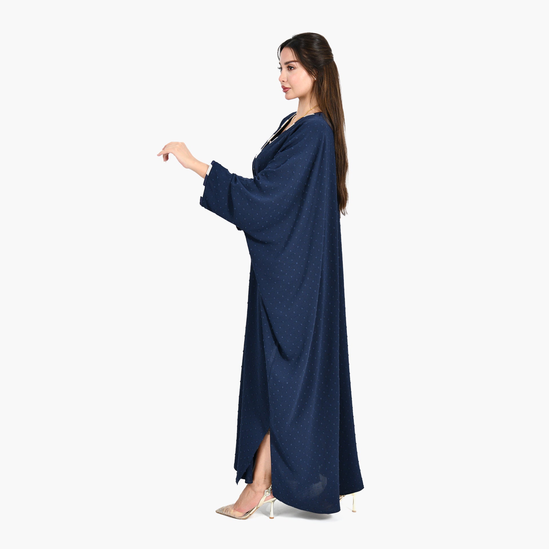 Artistic Navy Blue Abaya - Bisht Design