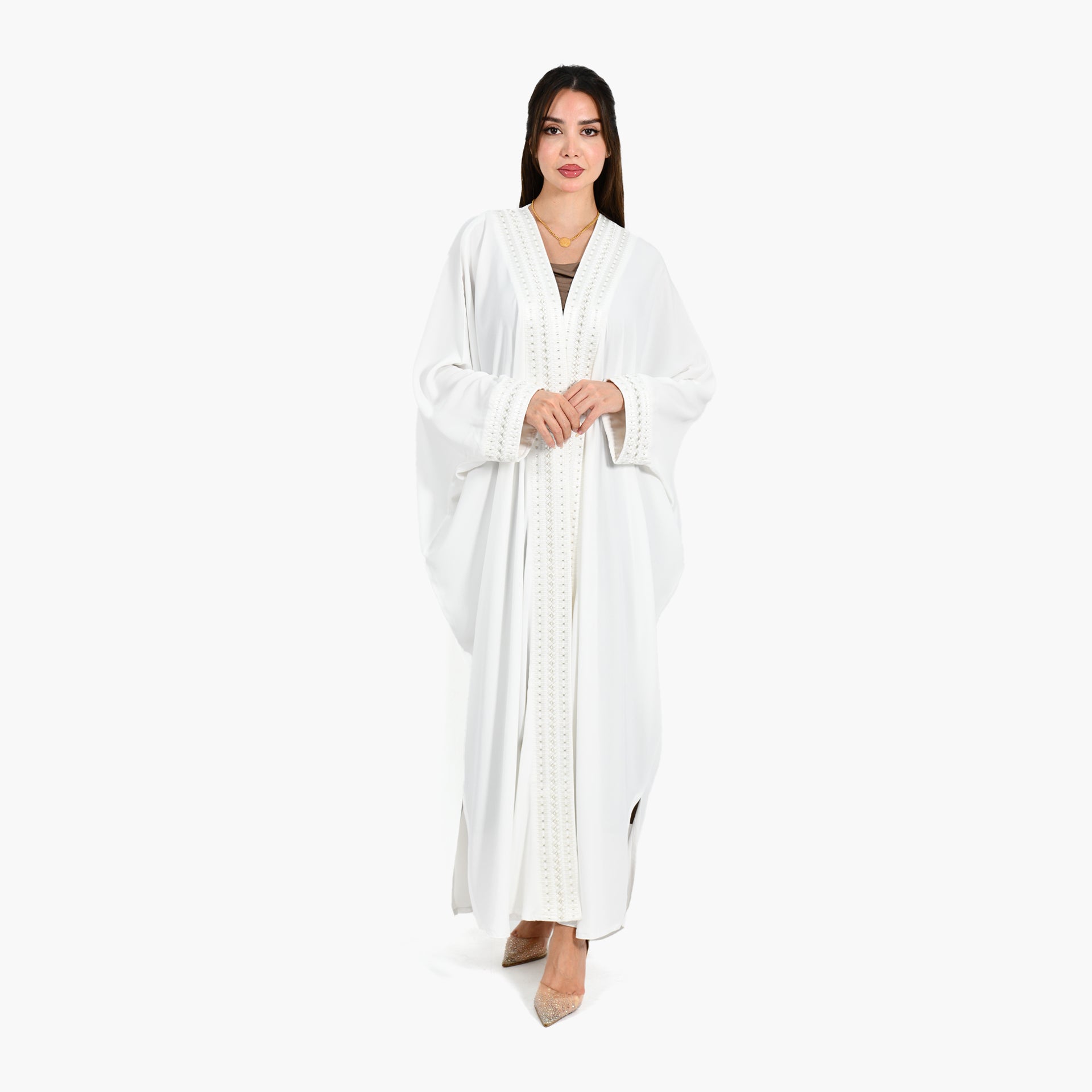 Versace White Abaya - Bisht Design