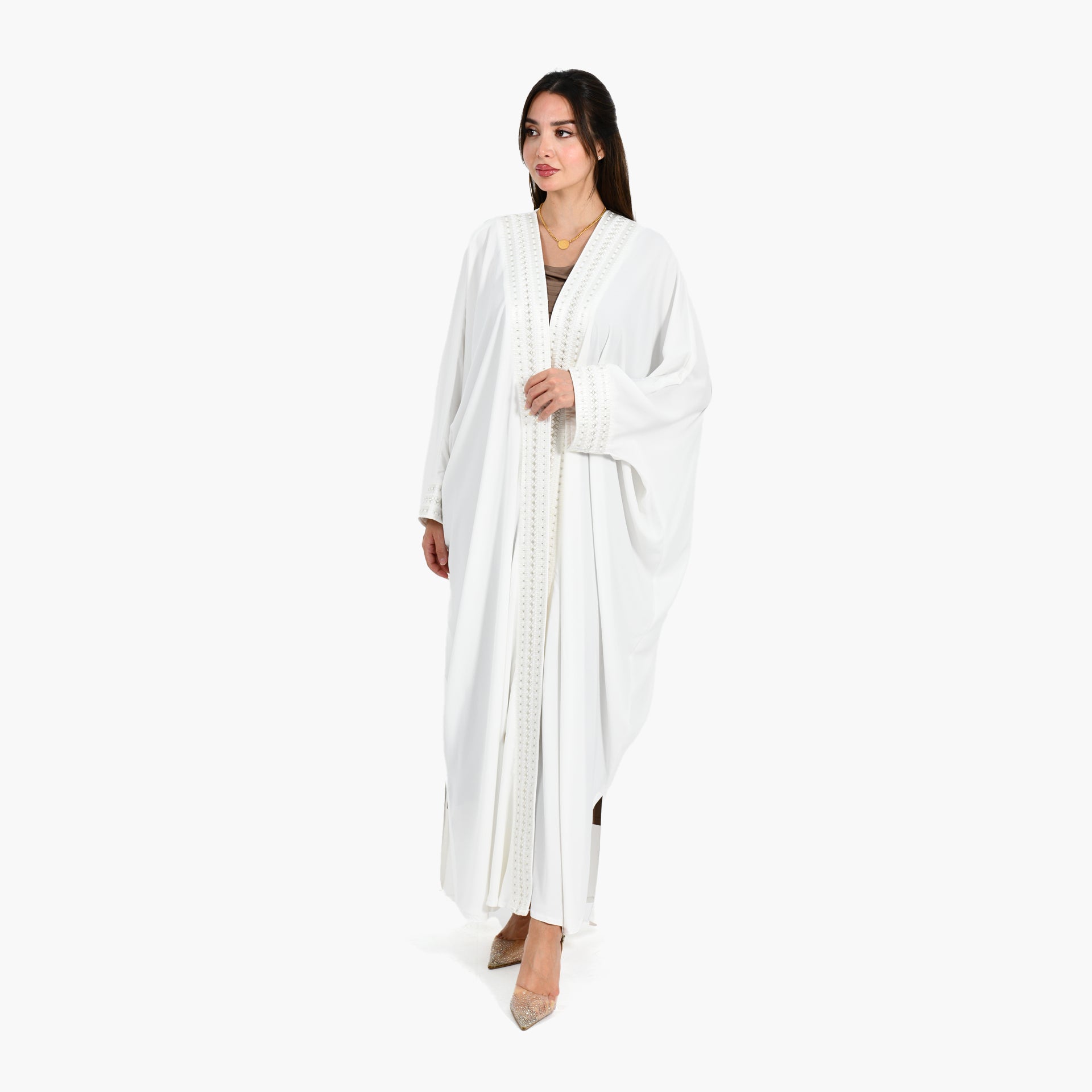 Versace White Abaya - Bisht Design