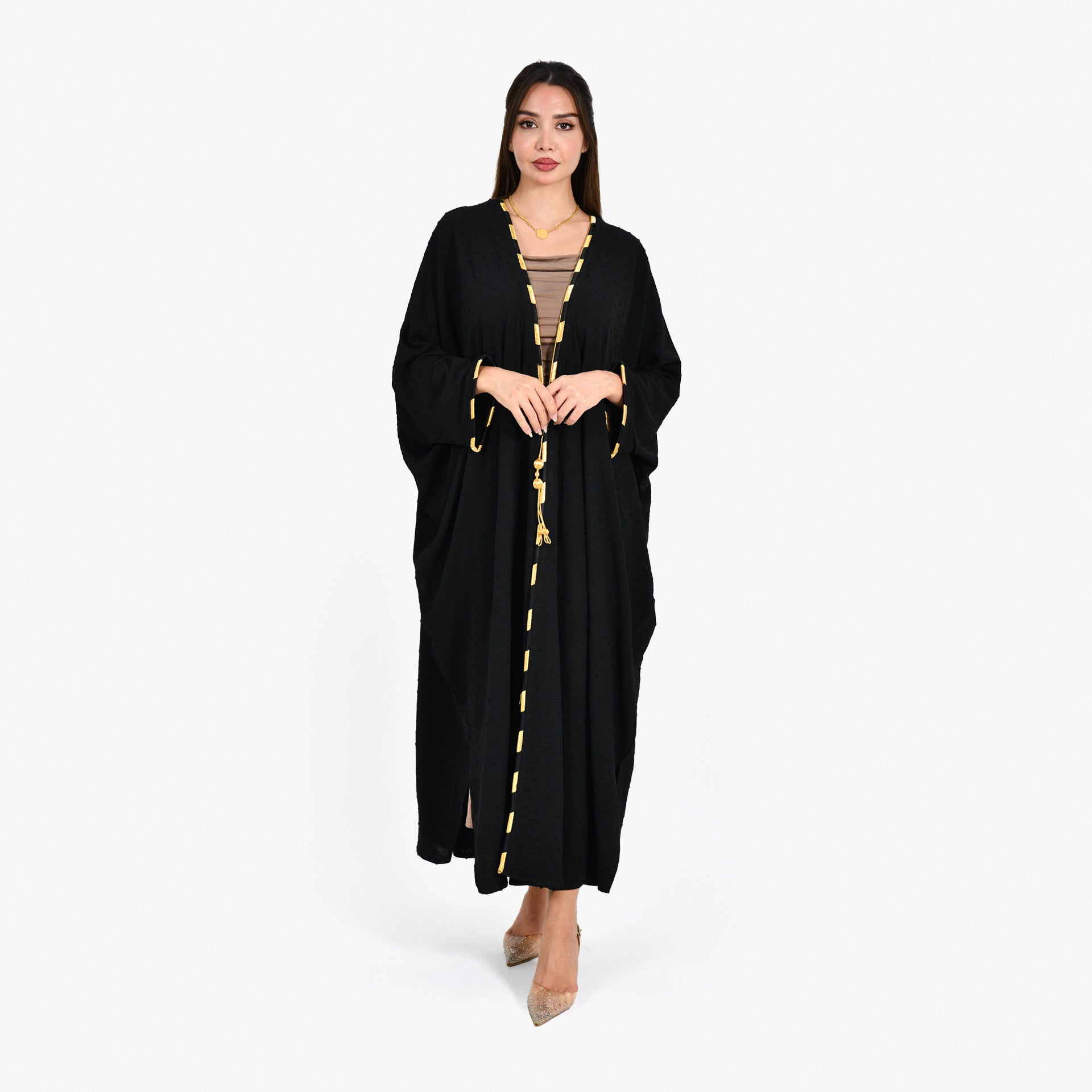 Artistic Black Abaya - Bisht Design