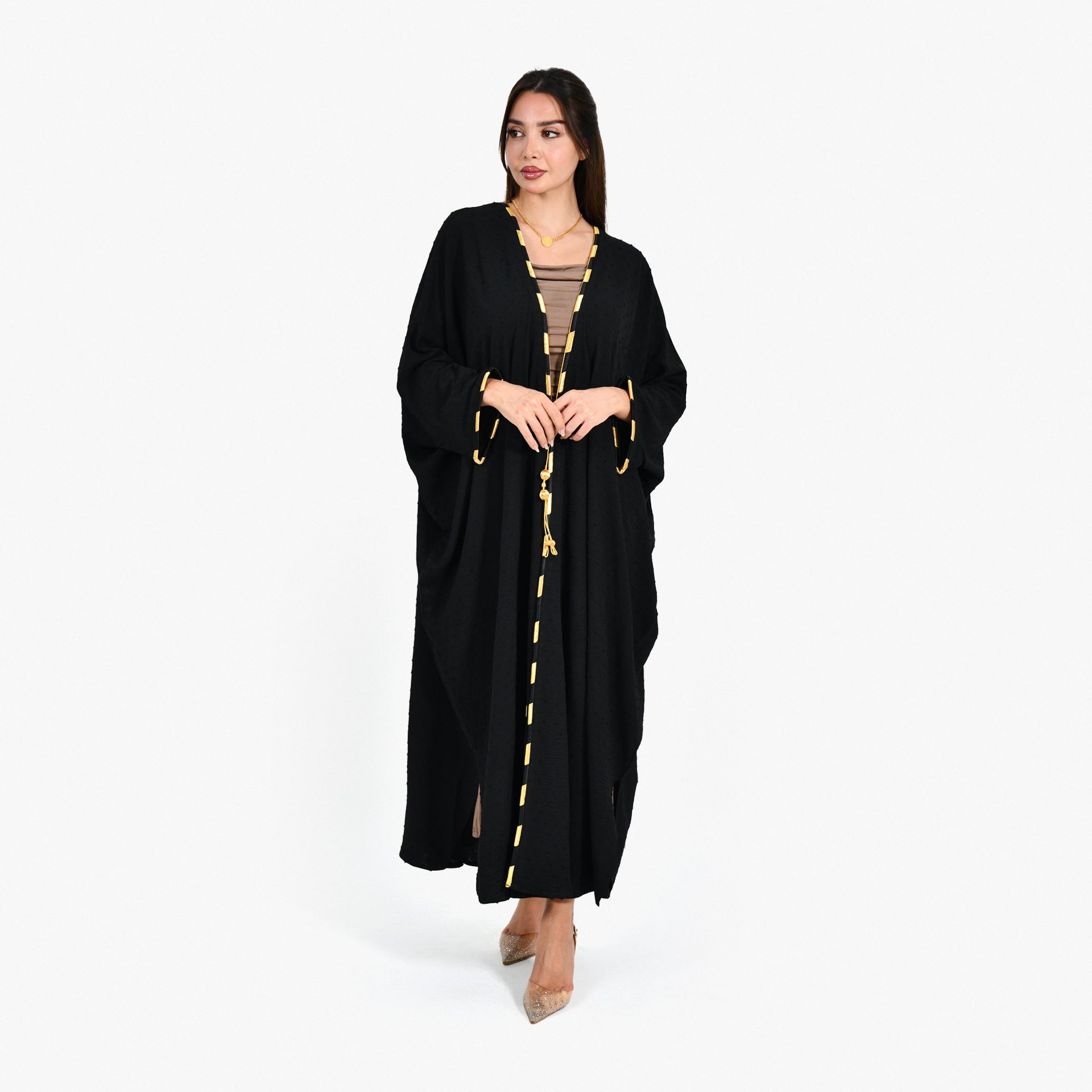 Artistic Black Abaya - Bisht Design