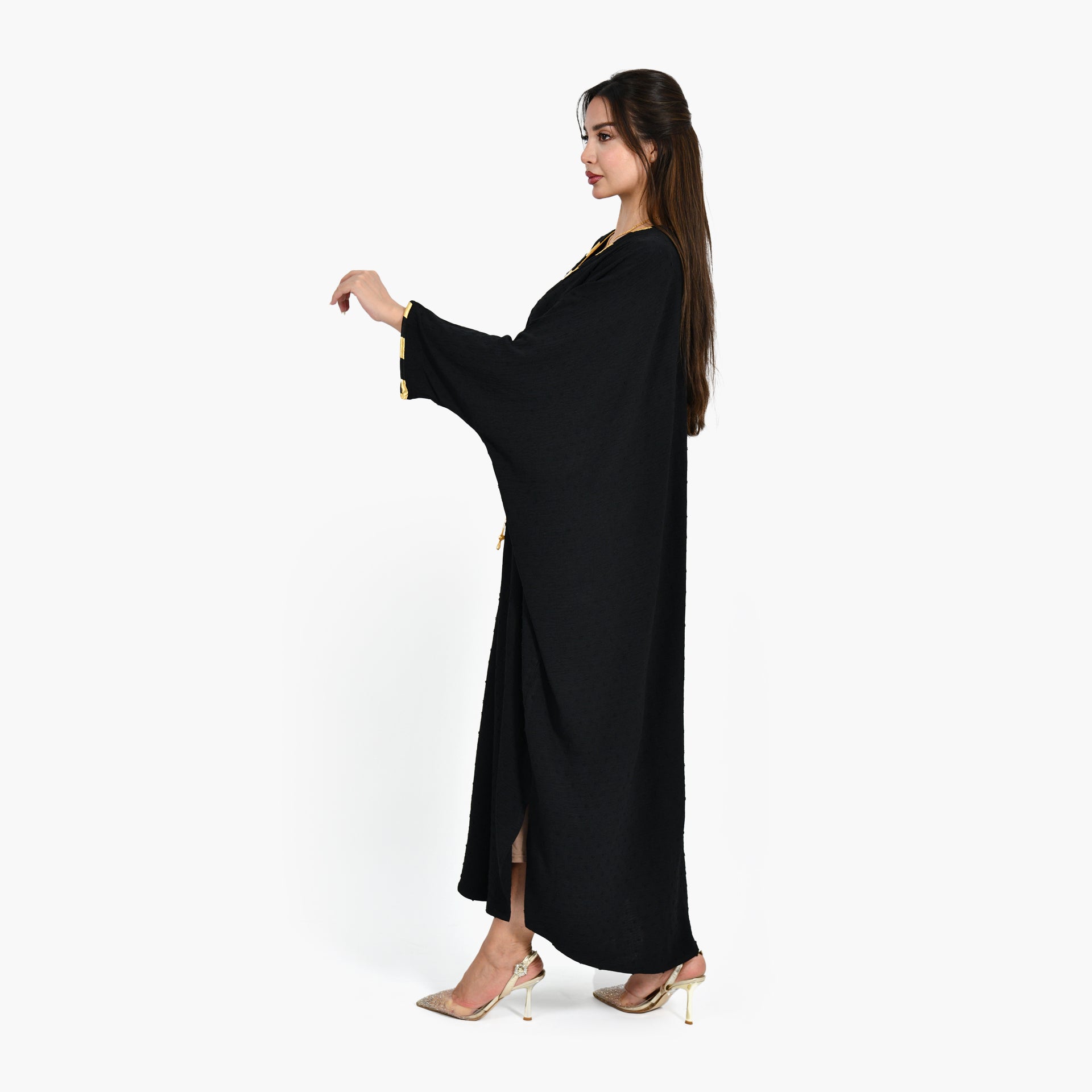 Artistic Black Abaya - Bisht Design