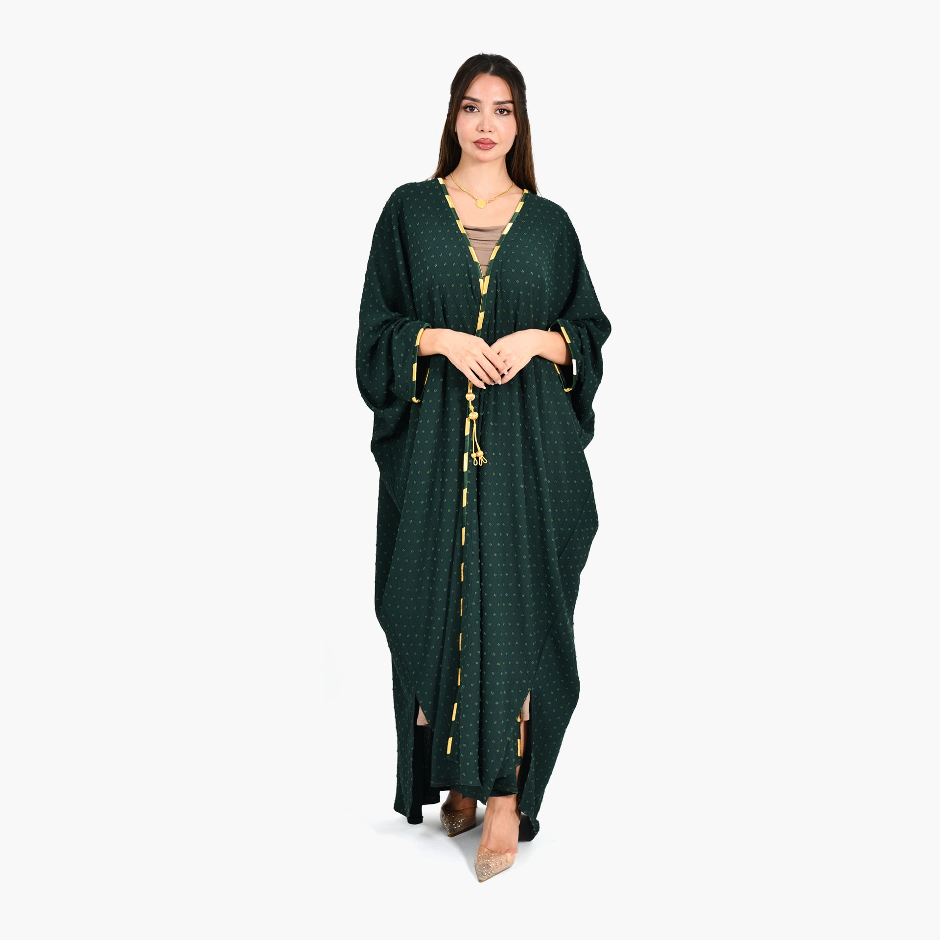 Artistic Green Abaya - Bisht Design