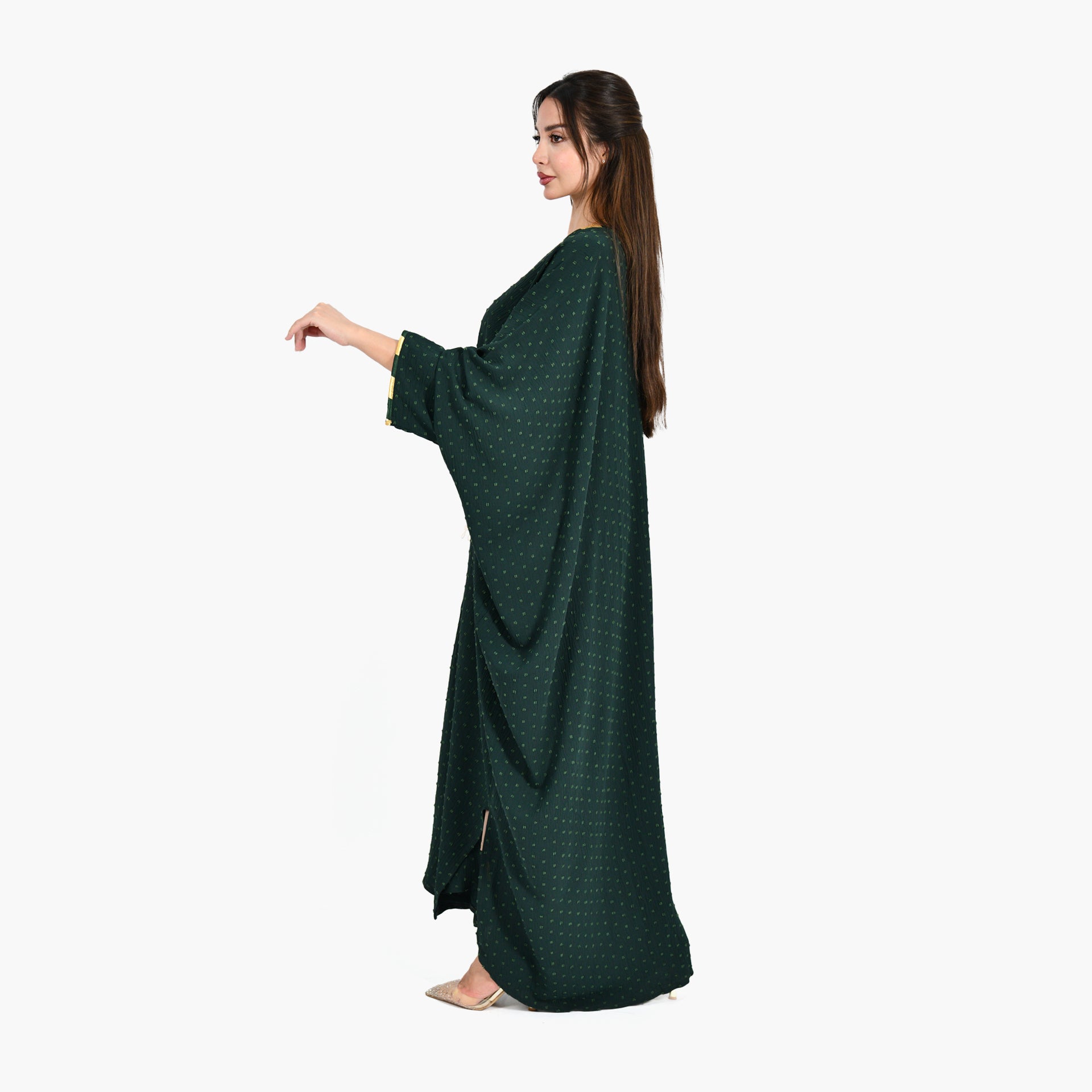 Artistic Green Abaya - Bisht Design