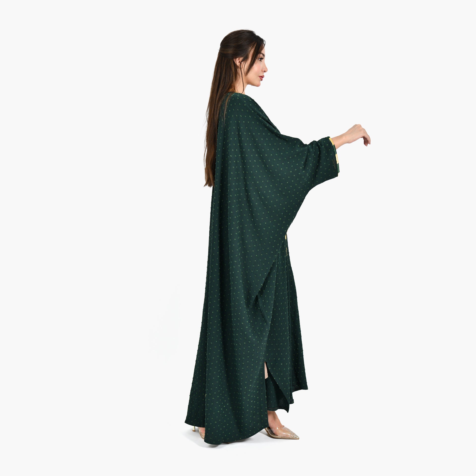 Artistic Green Abaya - Bisht Design