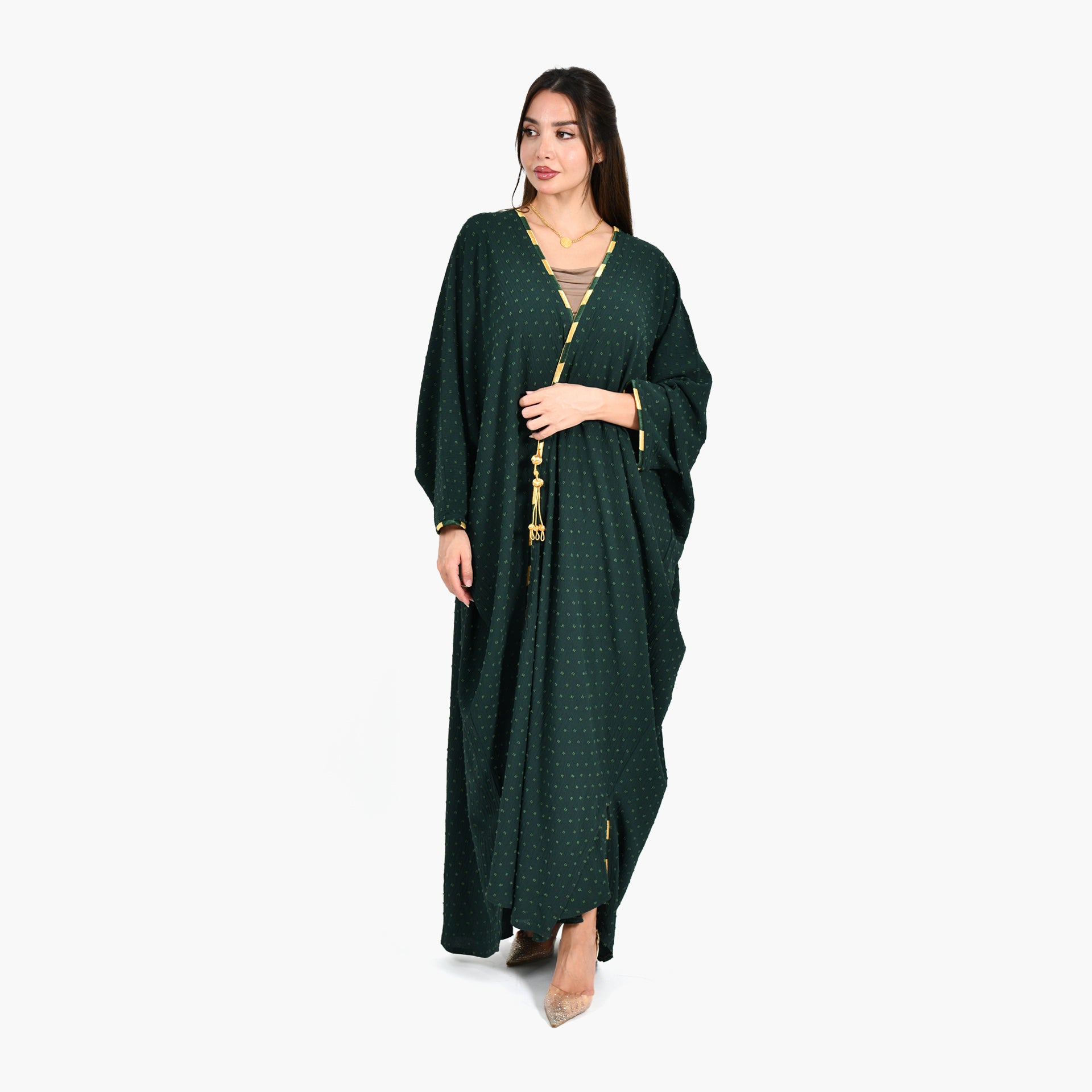 Artistic Green Abaya - Bisht Design