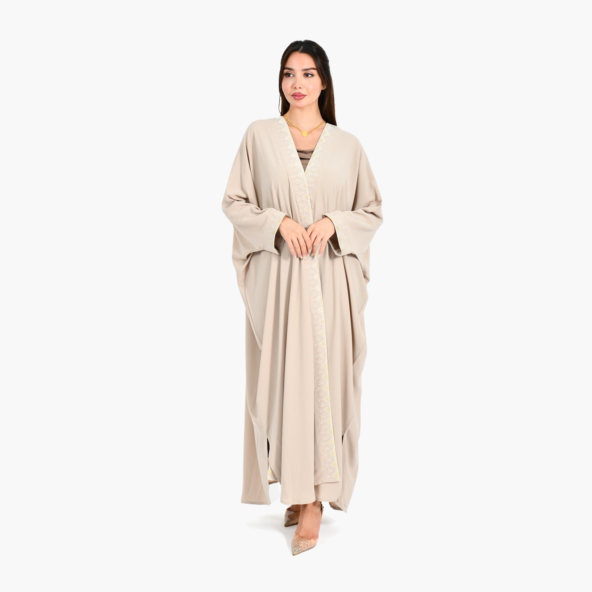 Hijazi Beige Abaya - Bisht Design