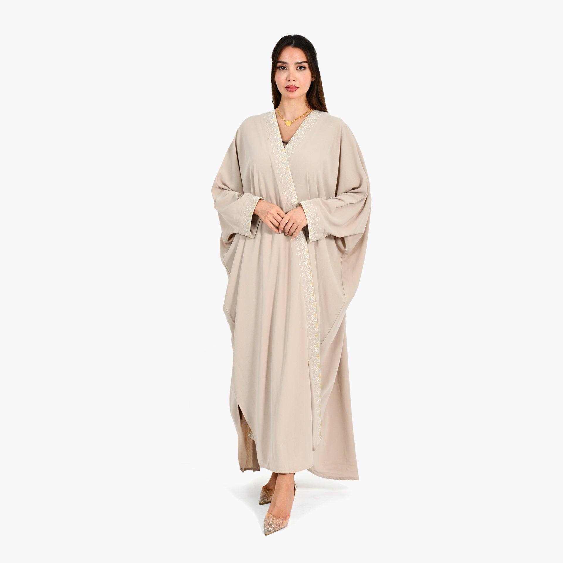 Hijazi Beige Abaya - Bisht Design