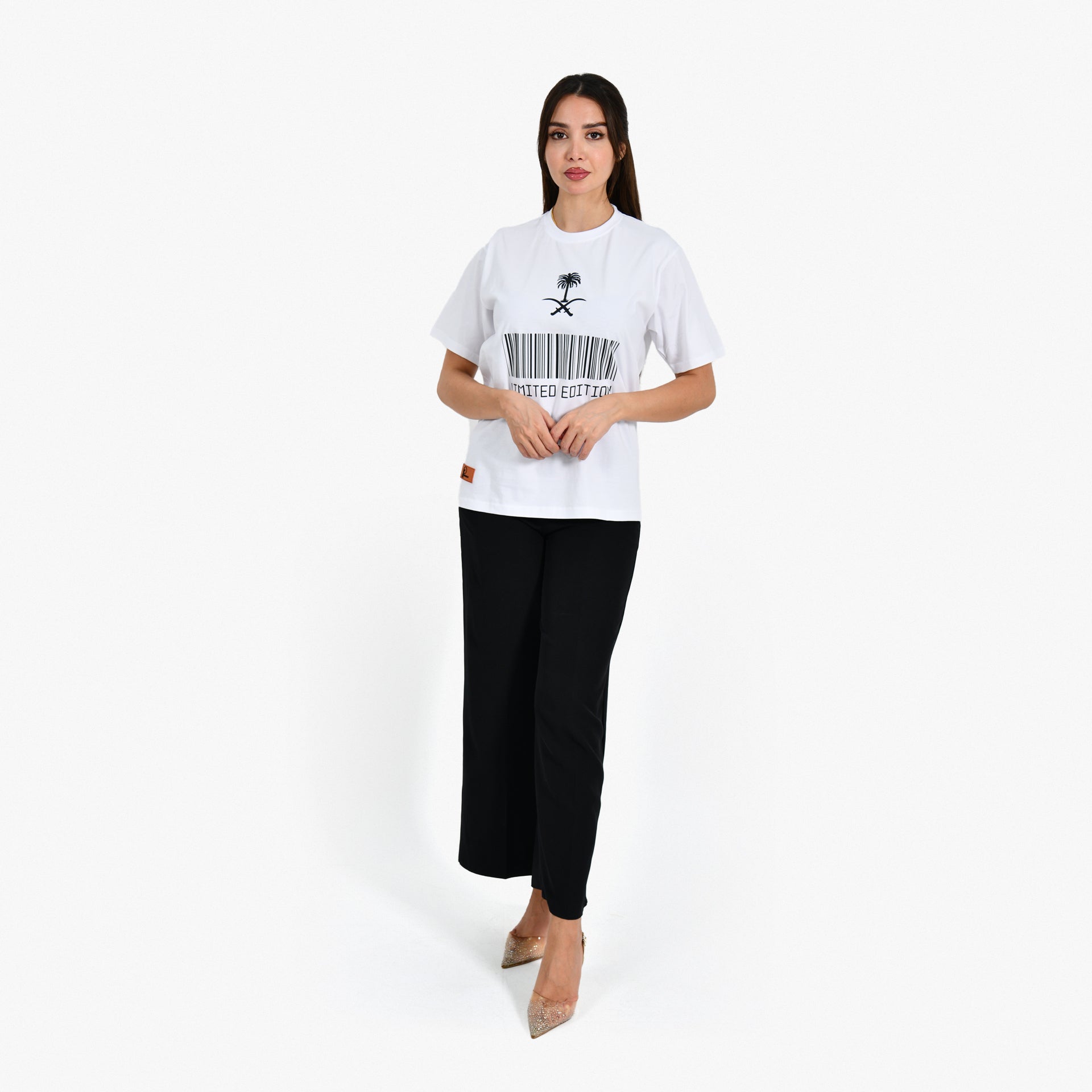 Unisex White Patriotic Barcode T-shirt by Pavone