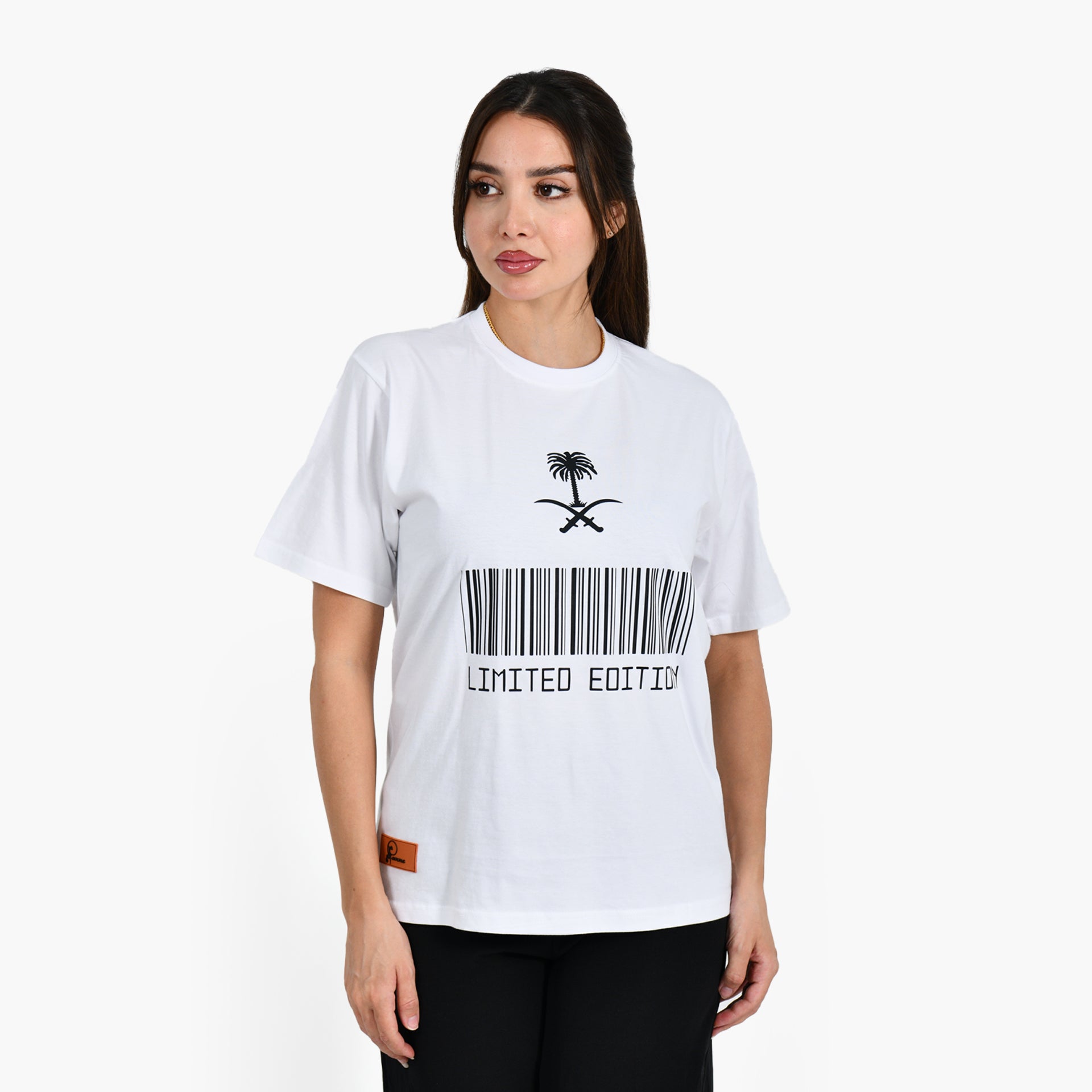 Unisex White Patriotic Barcode T-shirt by Pavone