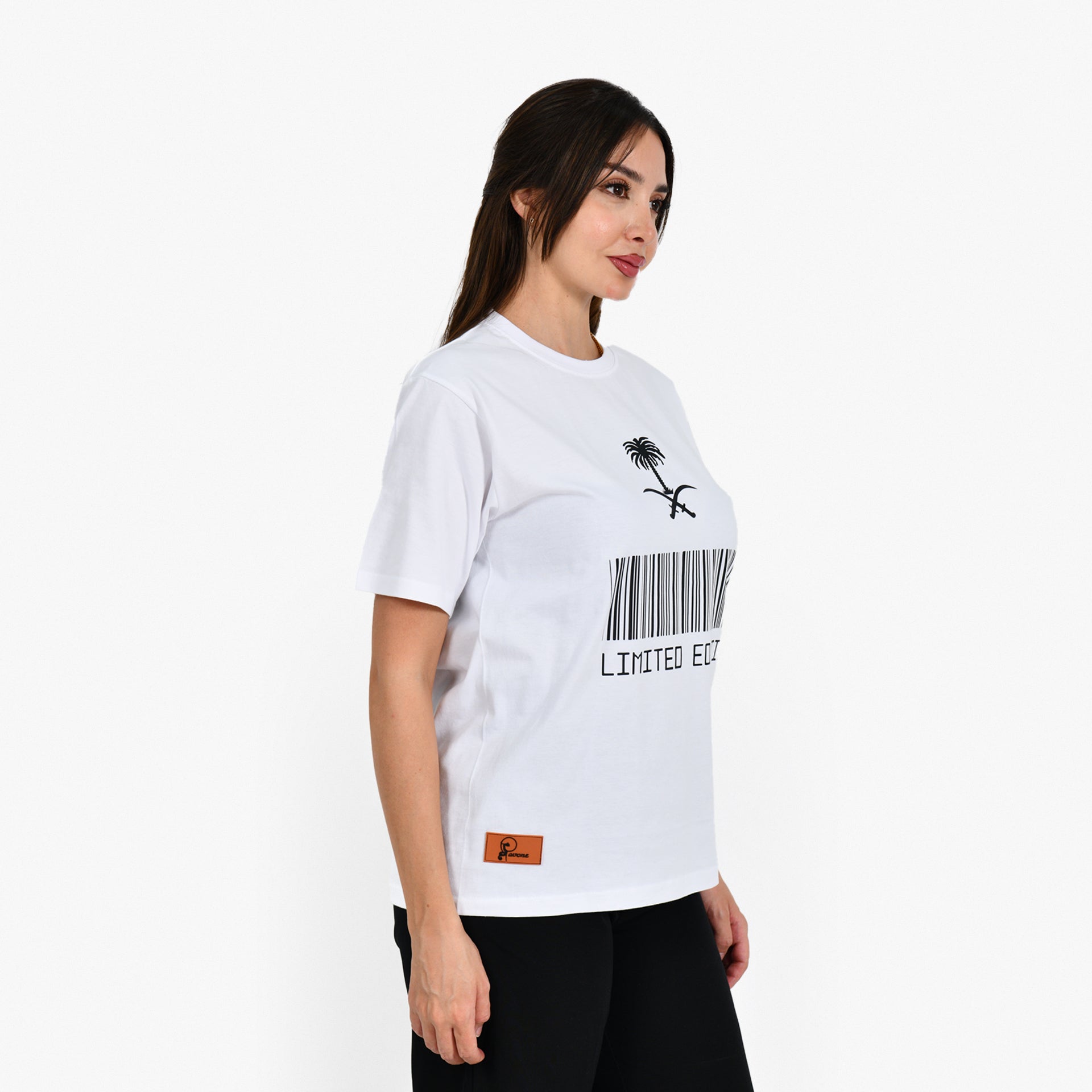 Unisex White Patriotic Barcode T-shirt by Pavone