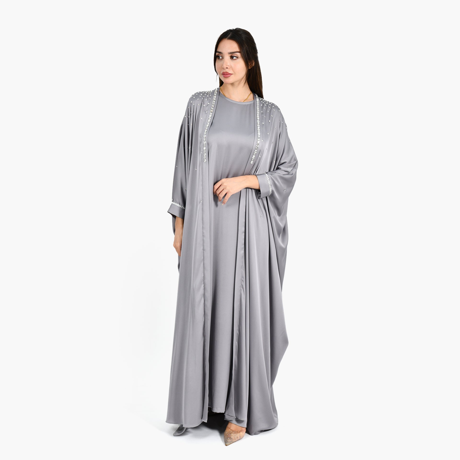 Gray Free Size Abaya - Atelier Zuhra