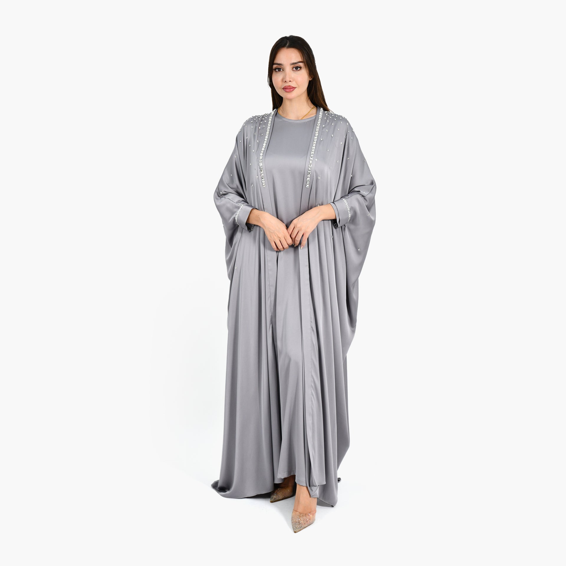 Gray Free Size Abaya - Atelier Zuhra