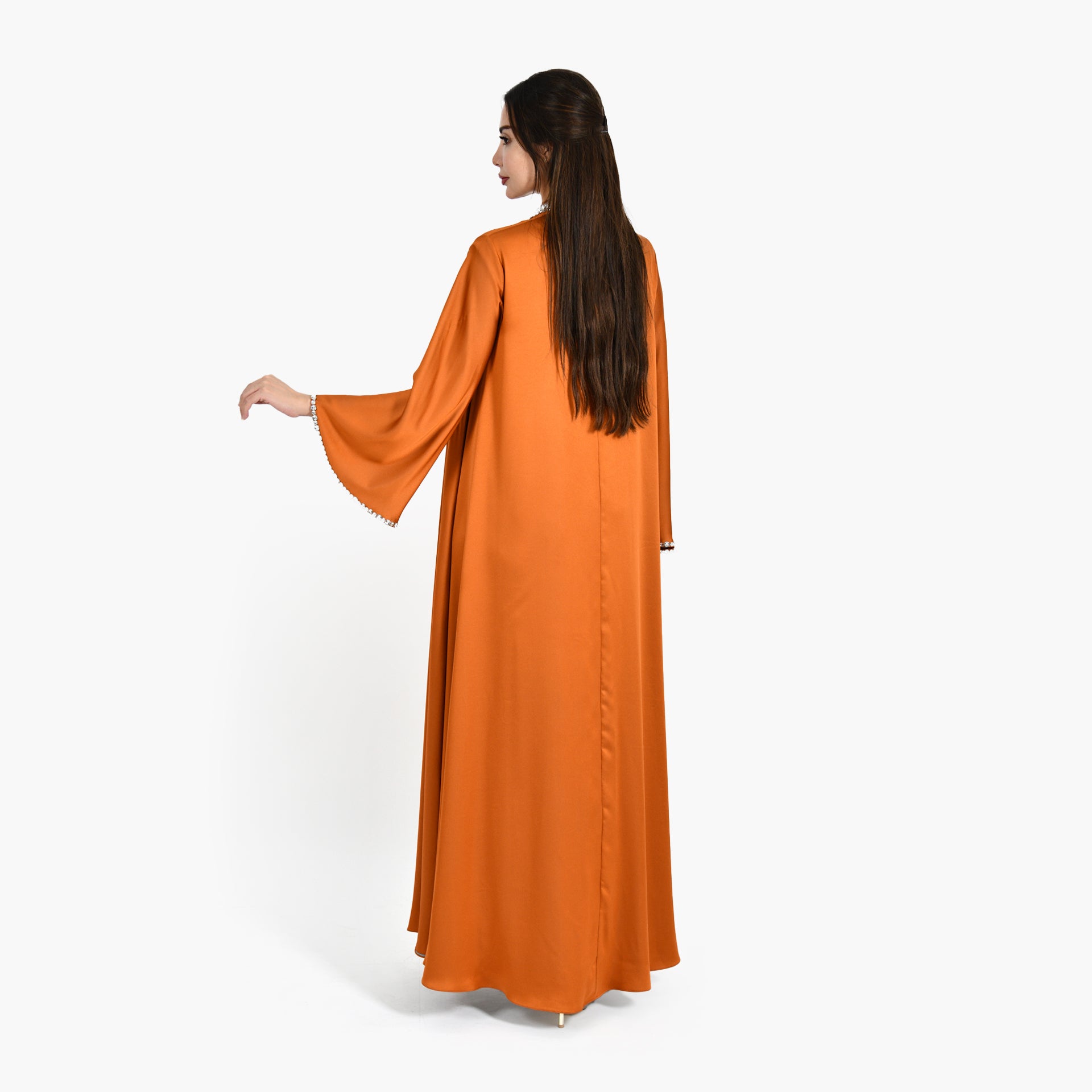 Orange Embroidery Abaya with Inner Dress - Atelier Zuhra