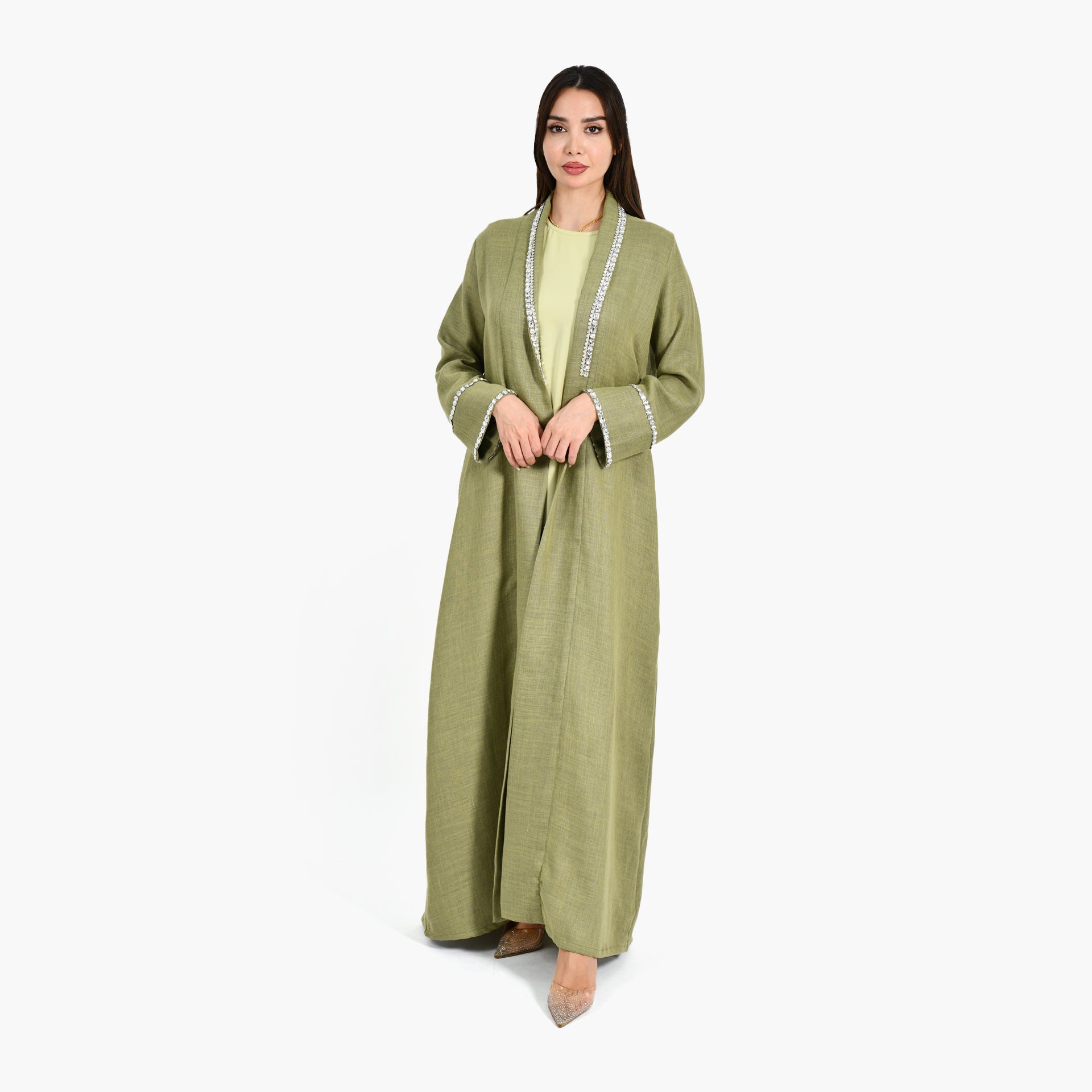 Olive Green Abaya with Inner Dress - Atelier Zuhra