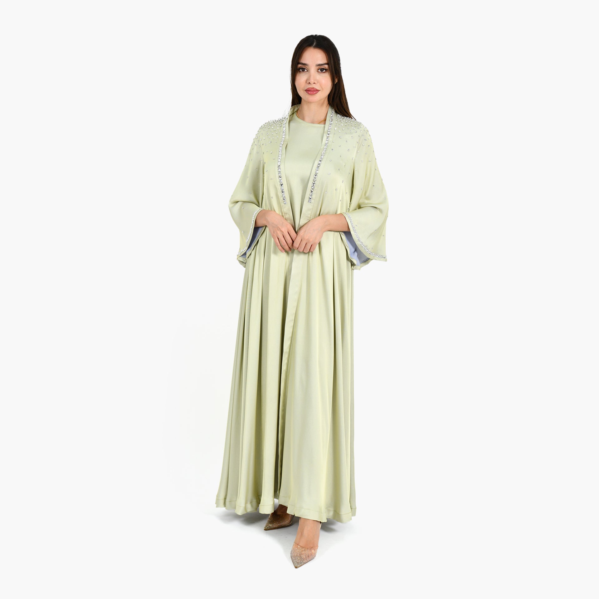 Green Embroidery Abaya with Inner Dress - Atelier Zuhra