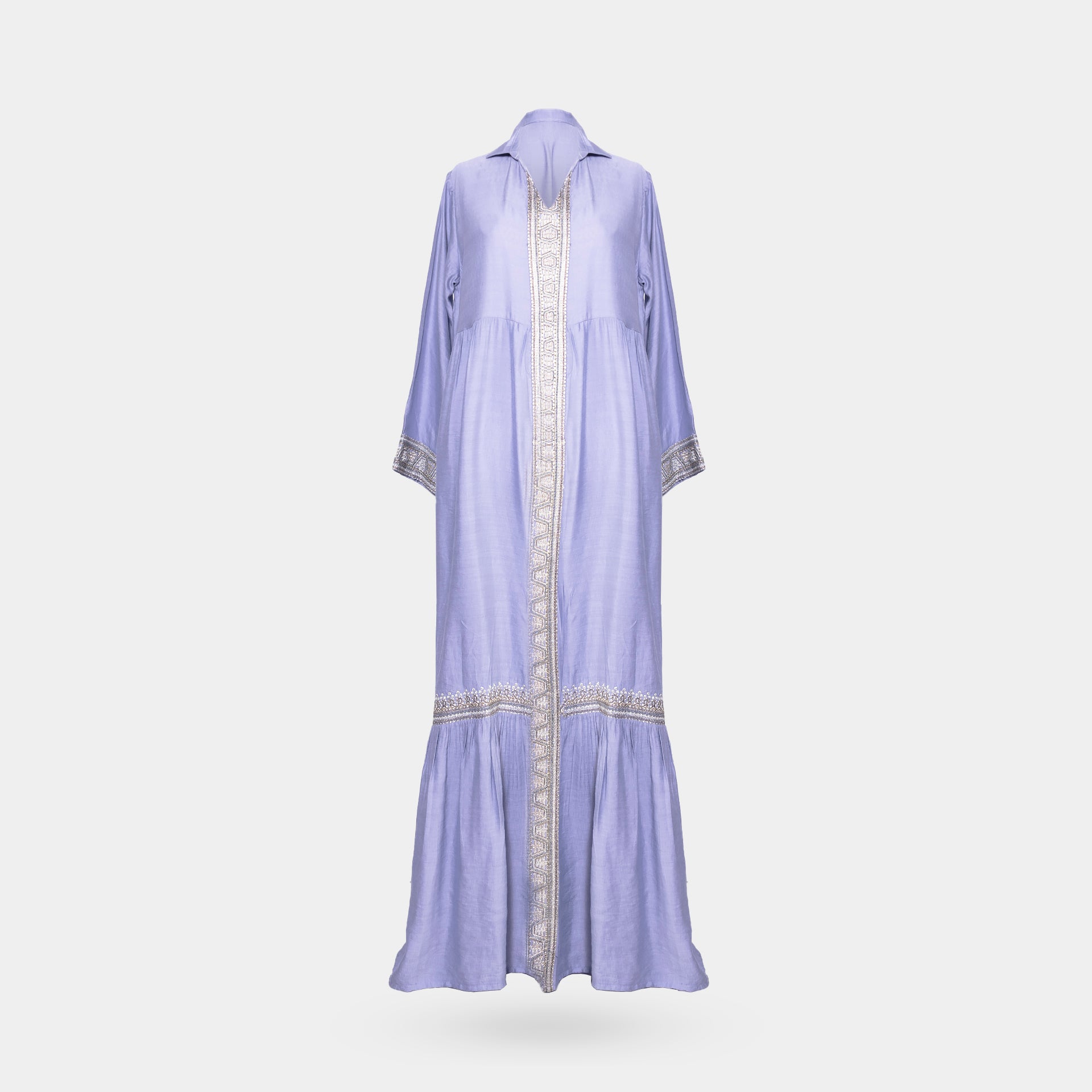 Purple Embroidery Abaya with a Collar From Darzah