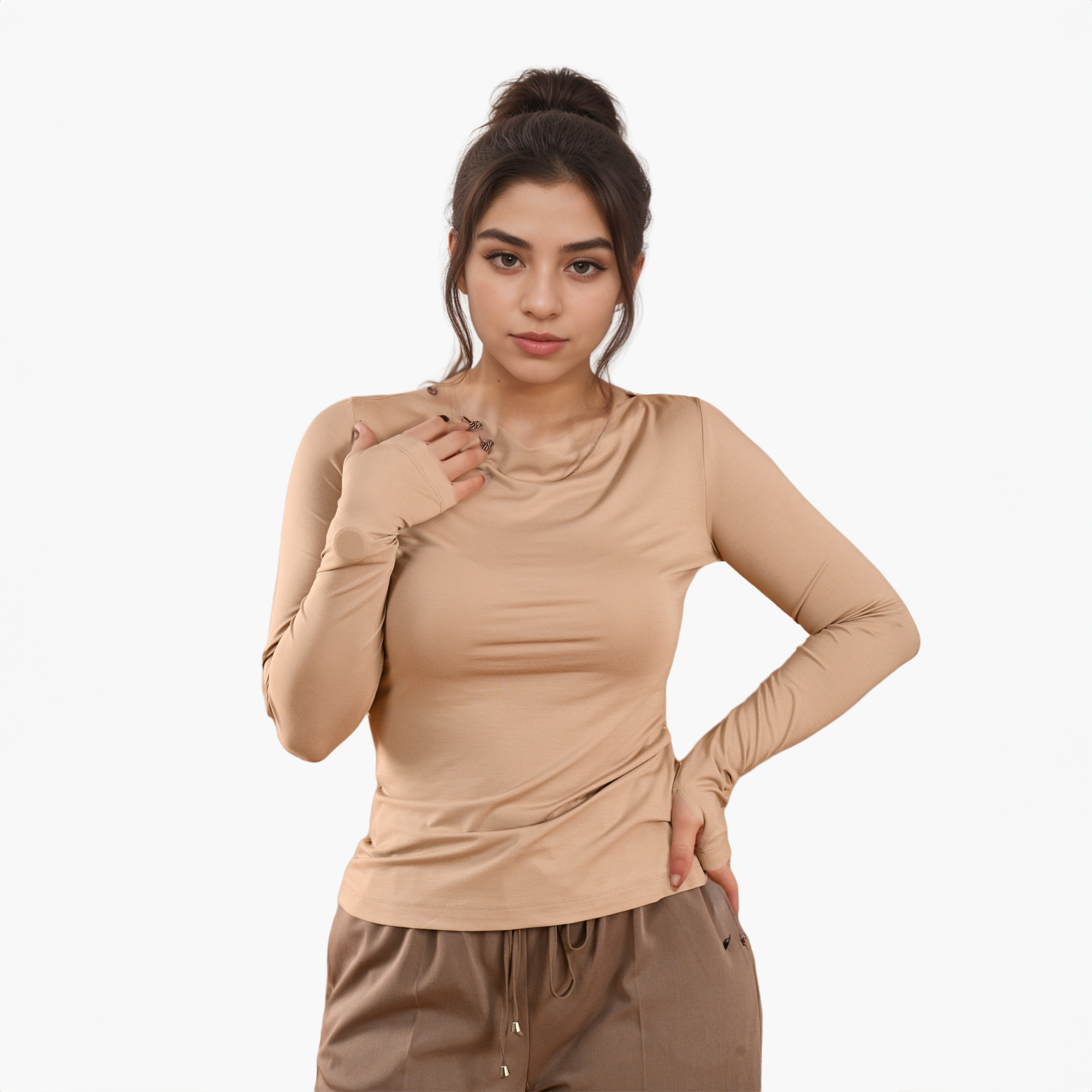 Beige Long Sleeve Top By WECRE8