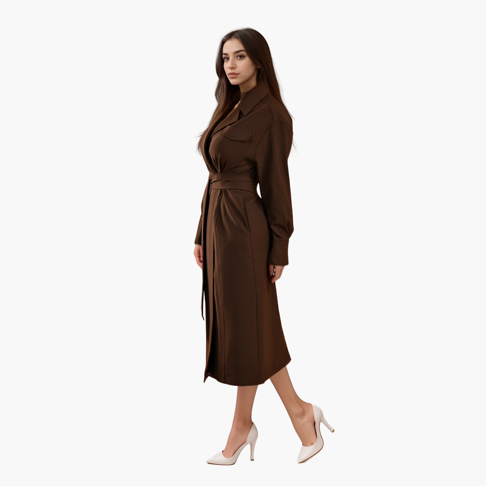 Brown Belted Dress by WECRE8