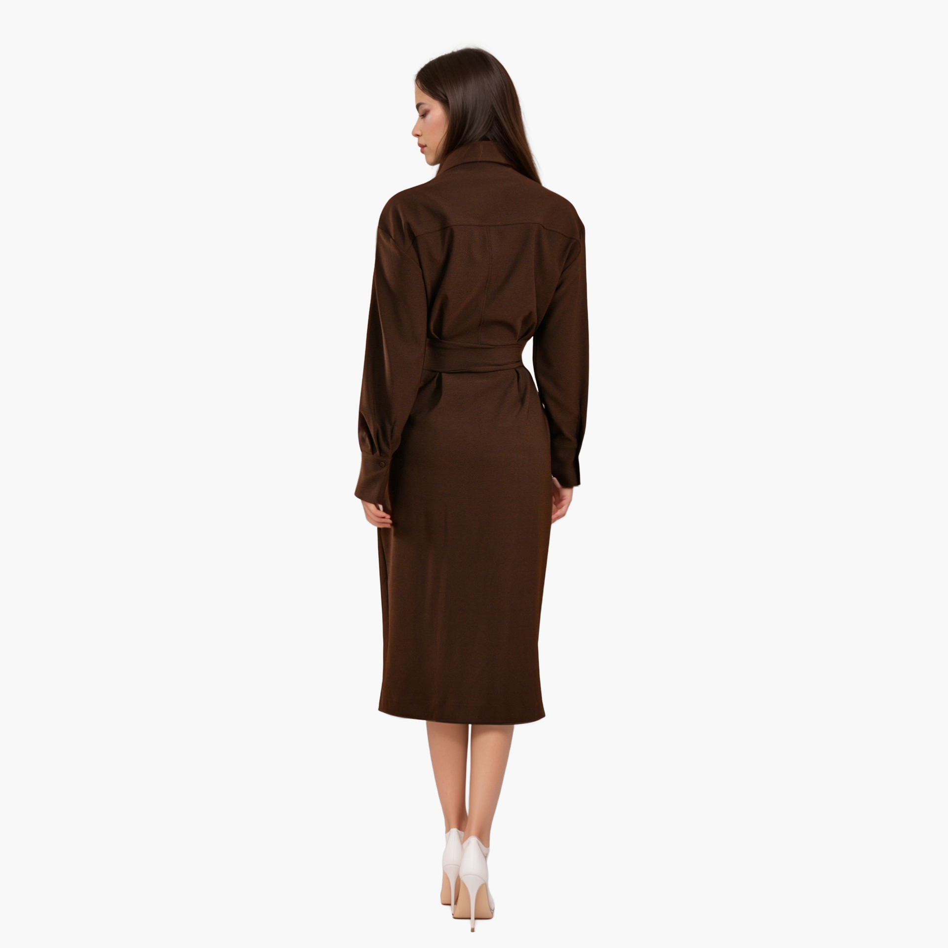 Brown Belted Dress by WECRE8