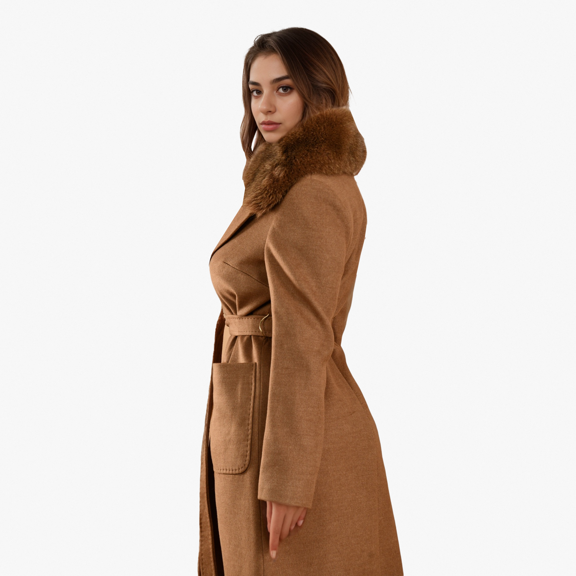 Camel Cashmere Blend Coat by WECRE8