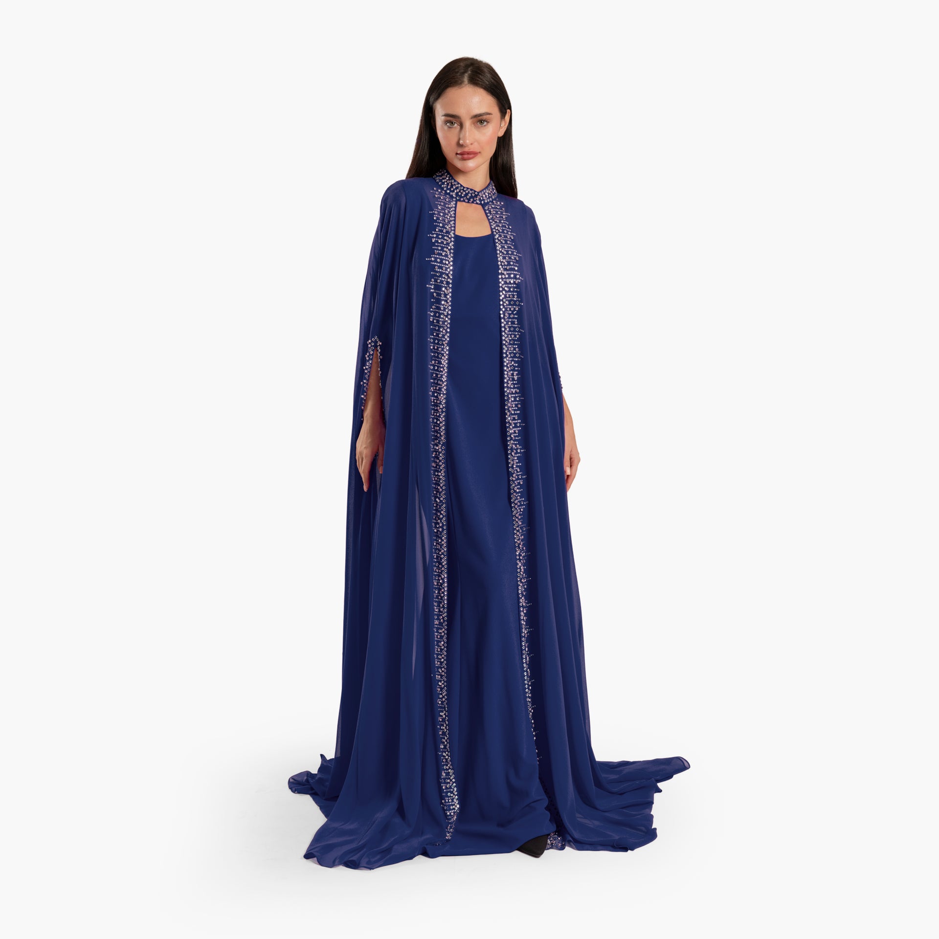 Women's Blue Shimmer Dress with Cape By WECRE8