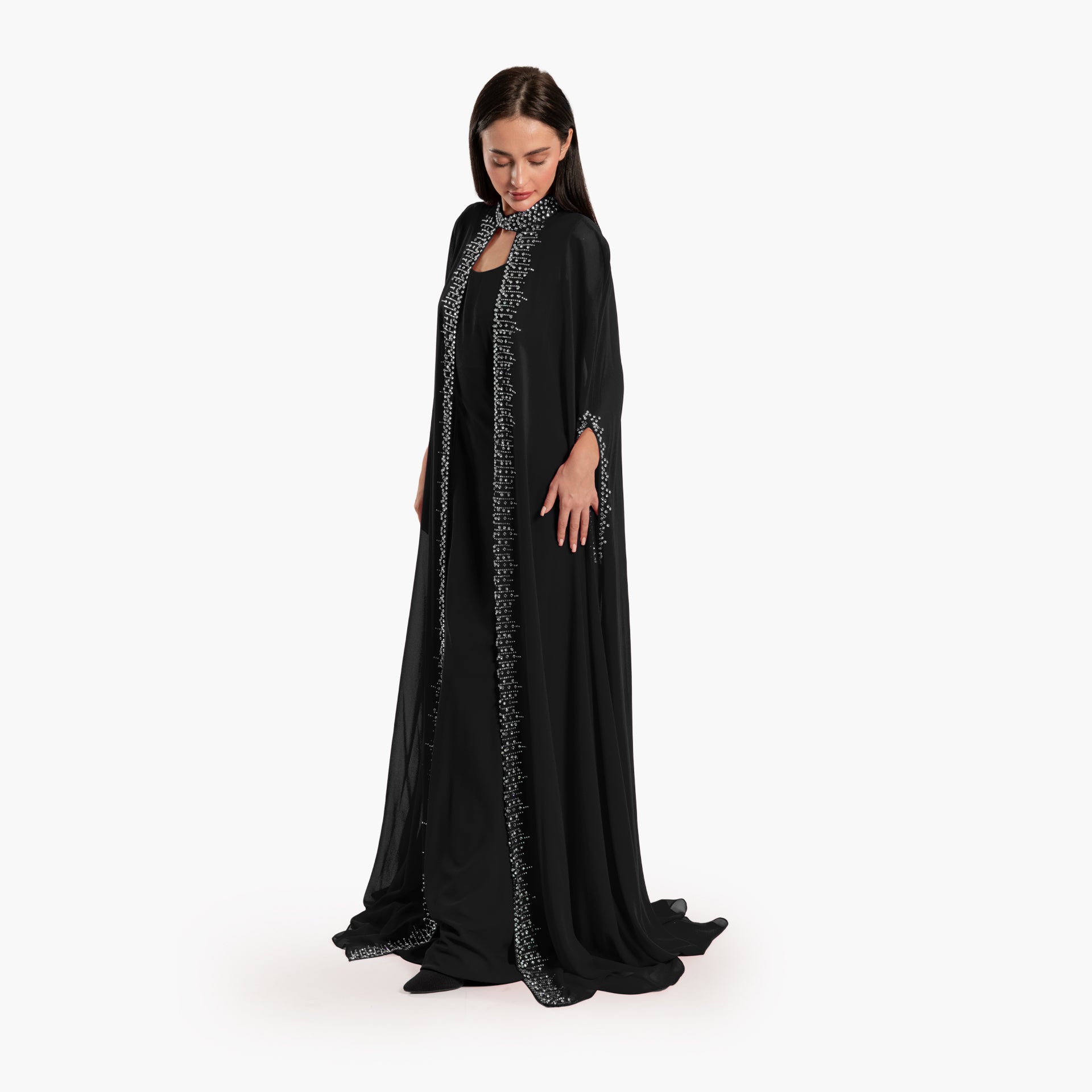 Women's Black Shimmer Dress with Cape By WECRE8