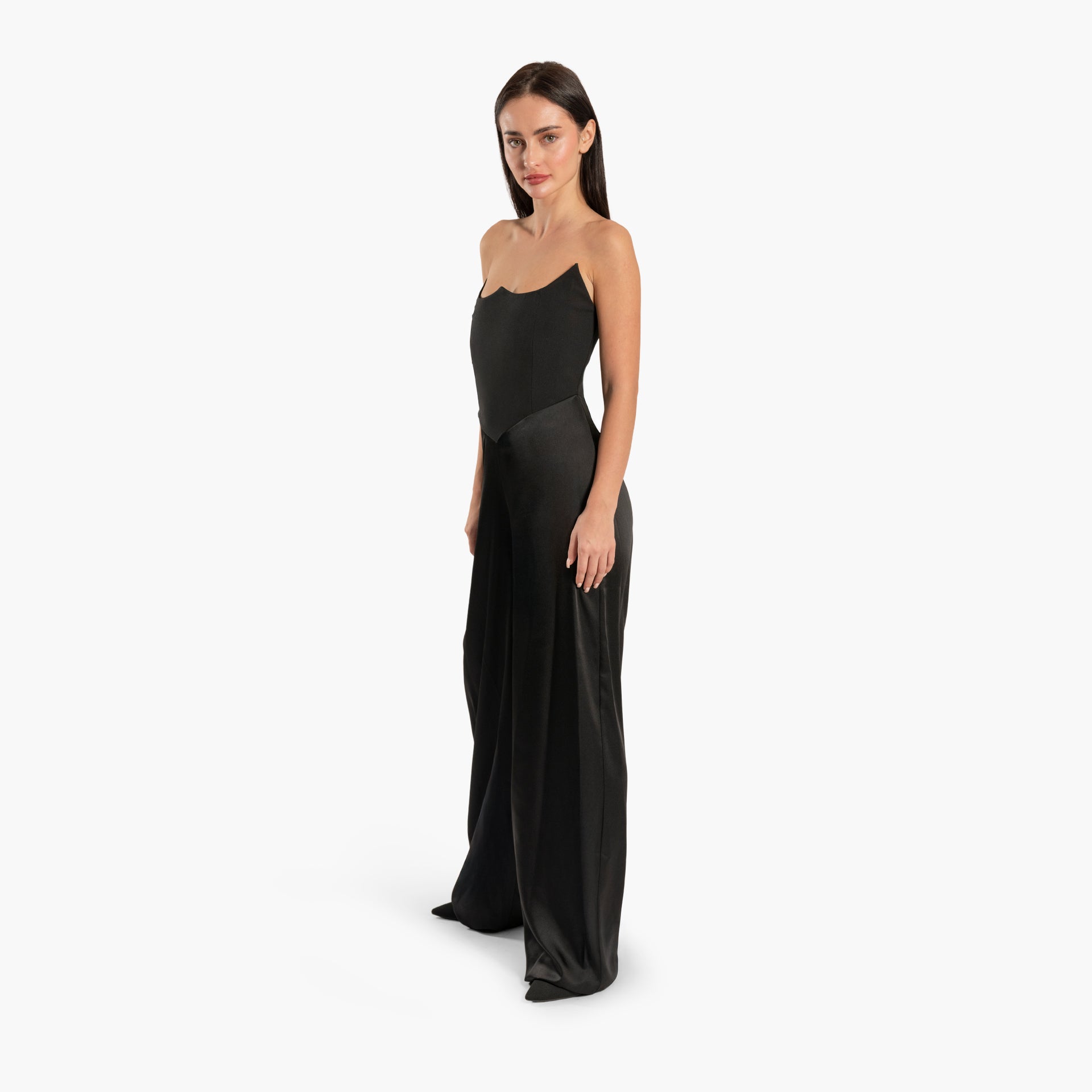 Black Strapless Jumpsuit by WECRE8