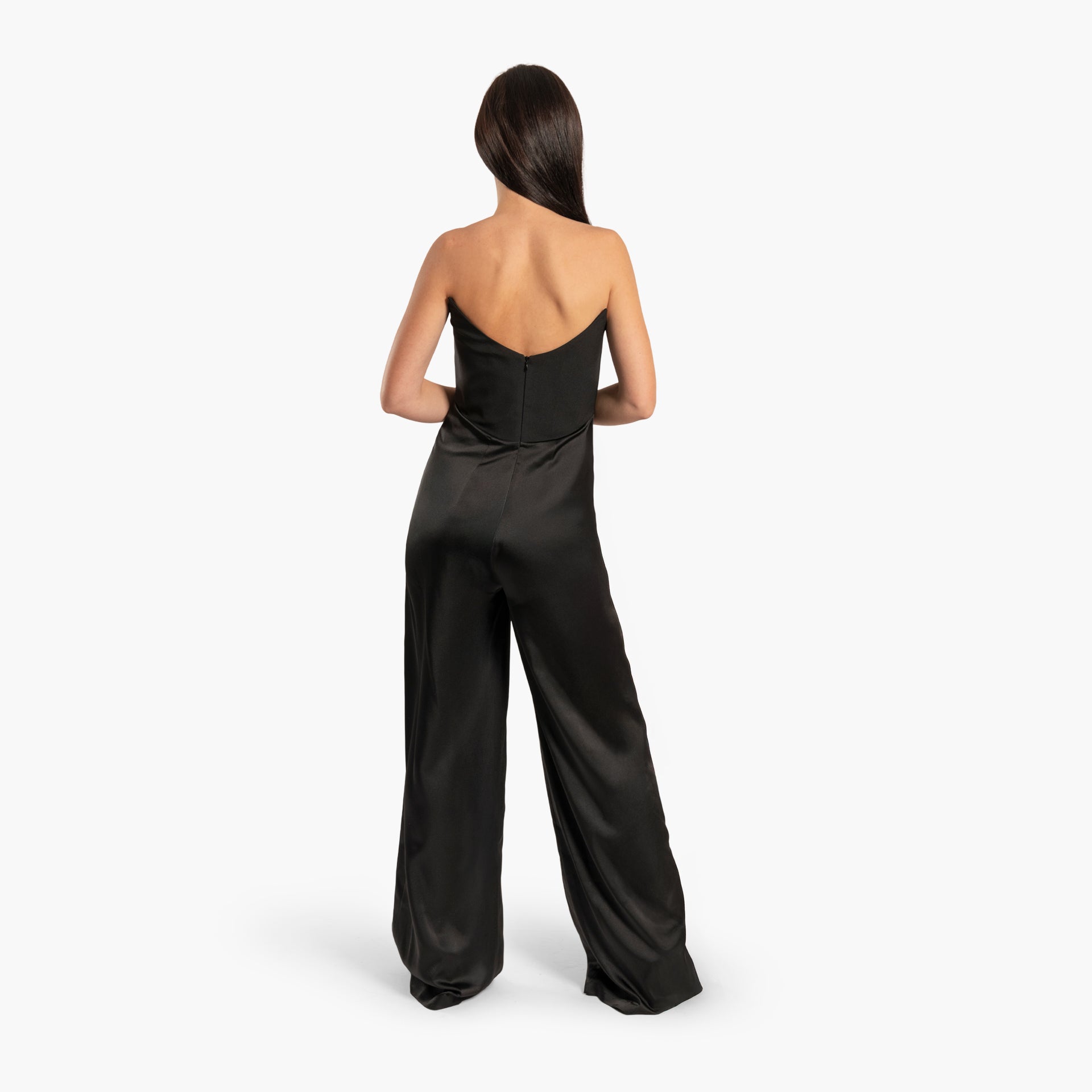 Black Strapless Jumpsuit by WECRE8