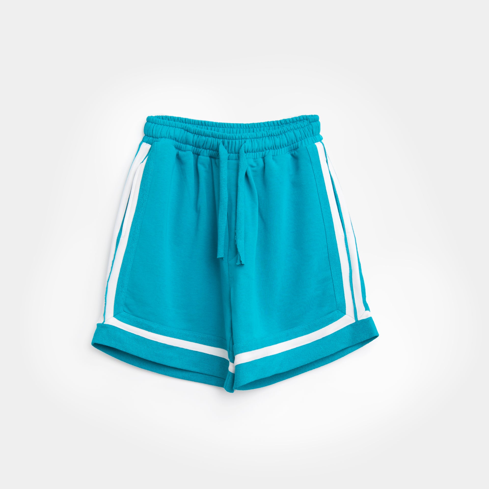Turquoise Shorts With White Stripes By S32